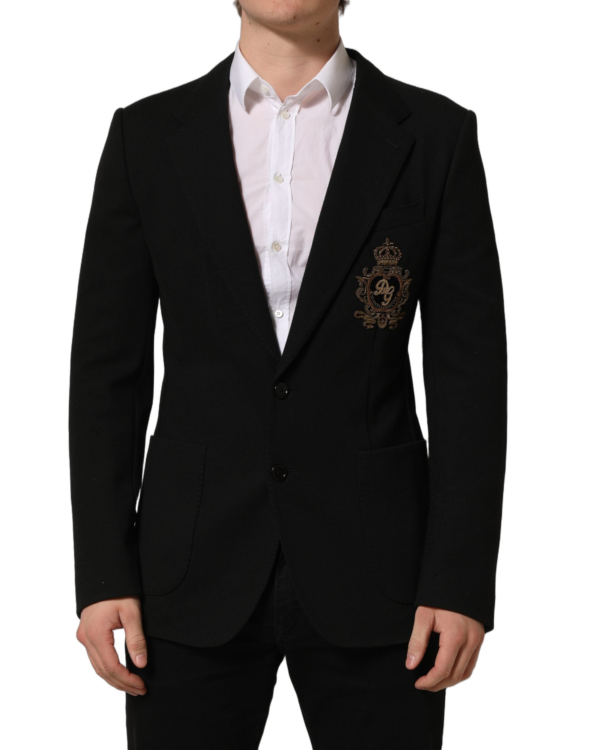 Dolce & Gabbana Black Logo Crest SingleBreasted Coat Men's Blazer (Pre-Owned)