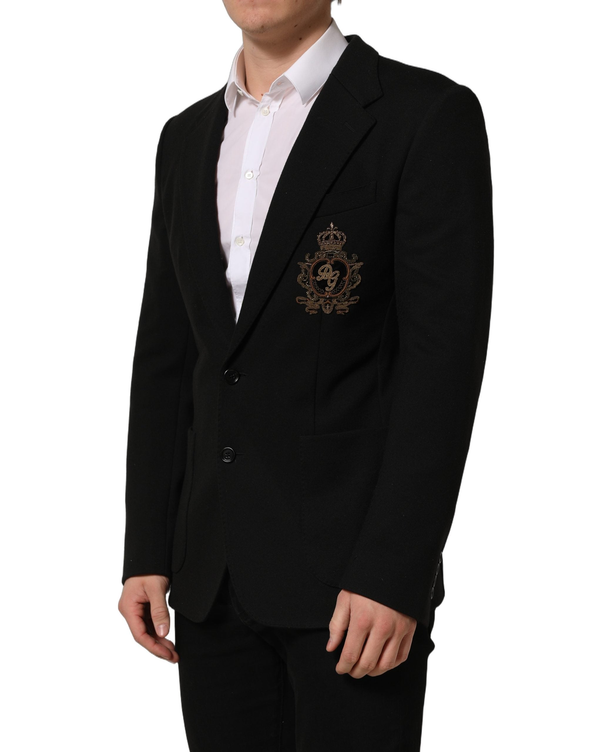 Dolce & Gabbana Black Logo Crest SingleBreasted Coat Men's Blazer (Pre-Owned)