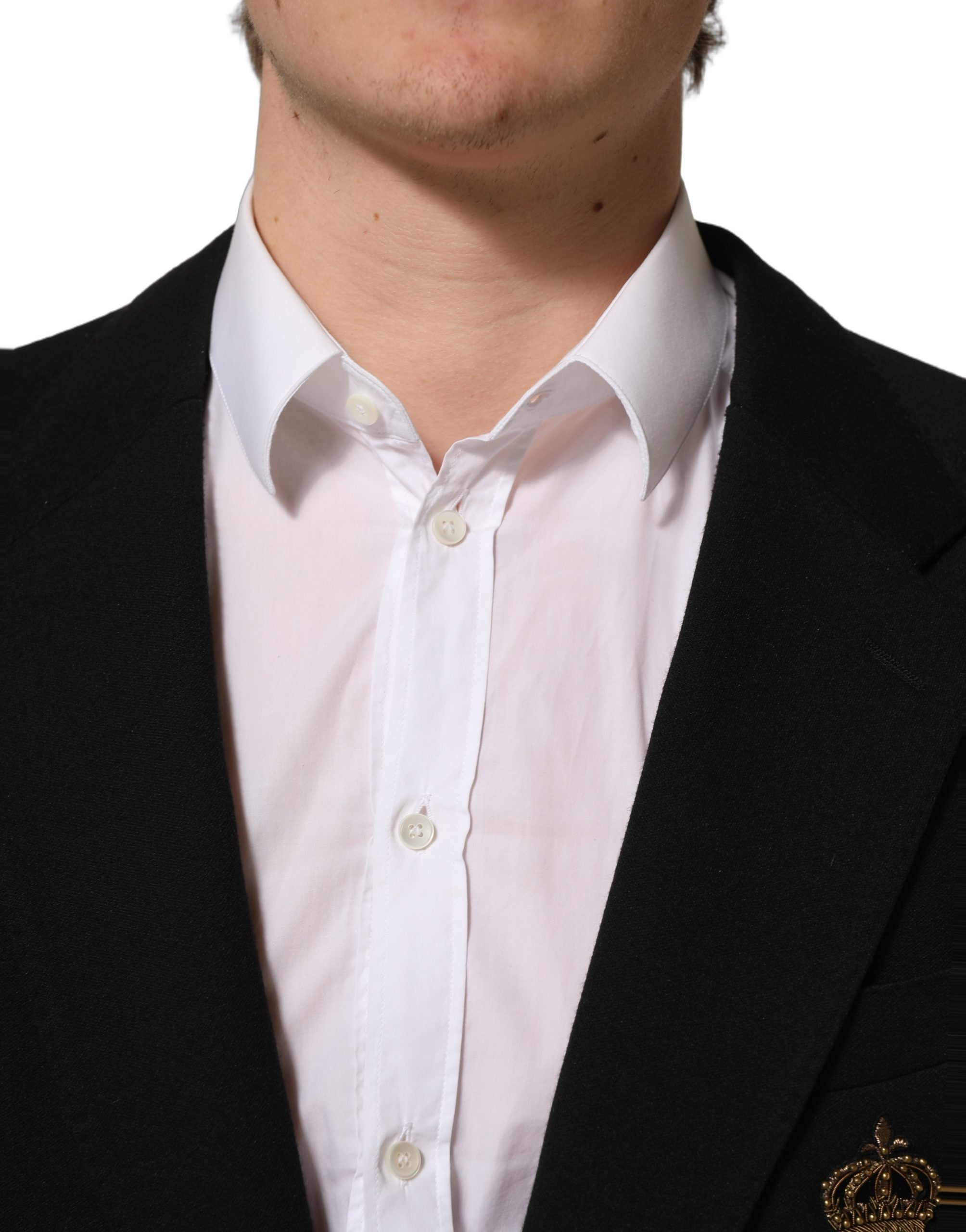 Dolce & Gabbana Black Logo Crest SingleBreasted Coat Men's Blazer (Pre-Owned)