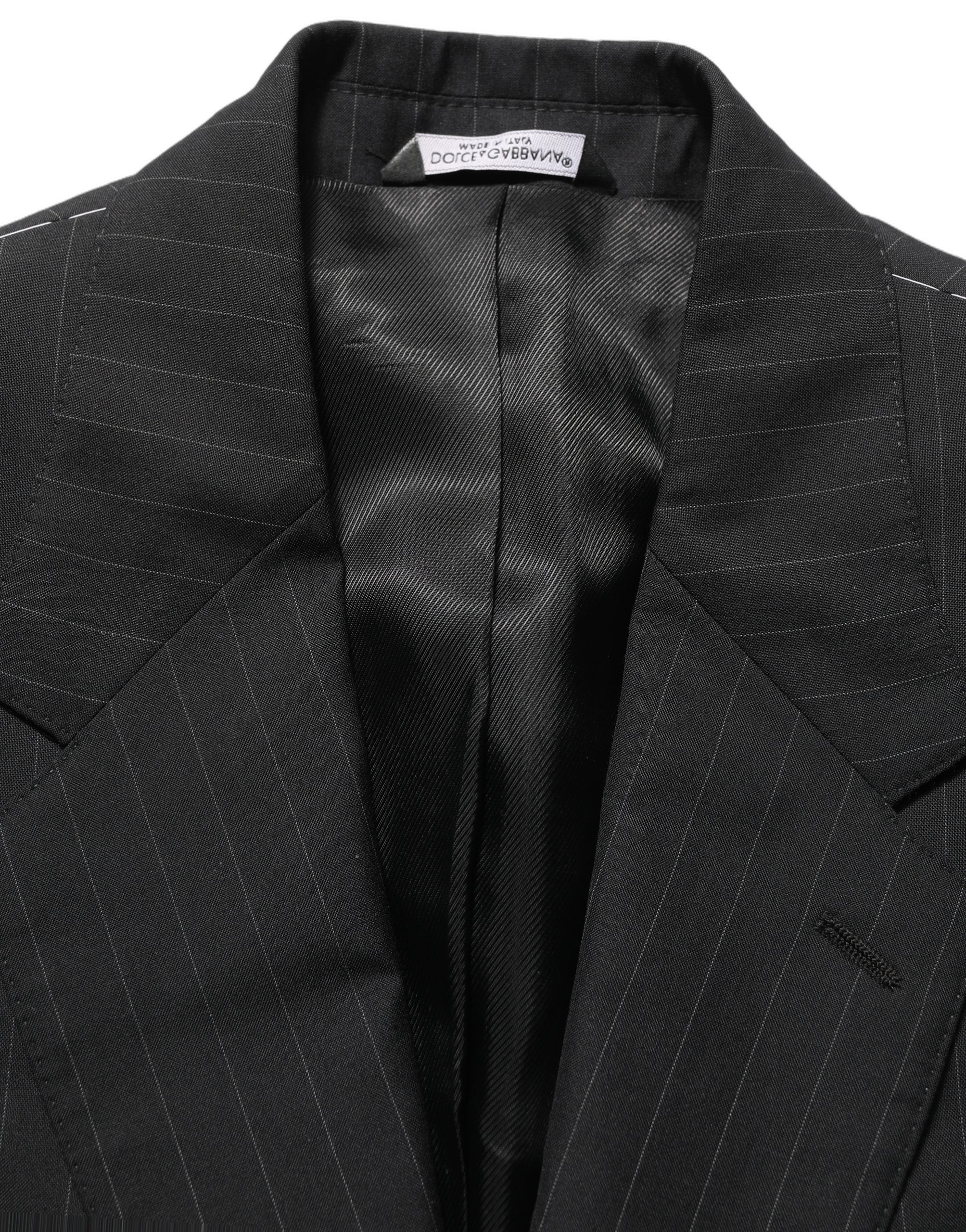 Dolce & Gabbana Black Stripes Wool Single Breasted Men's Blazer