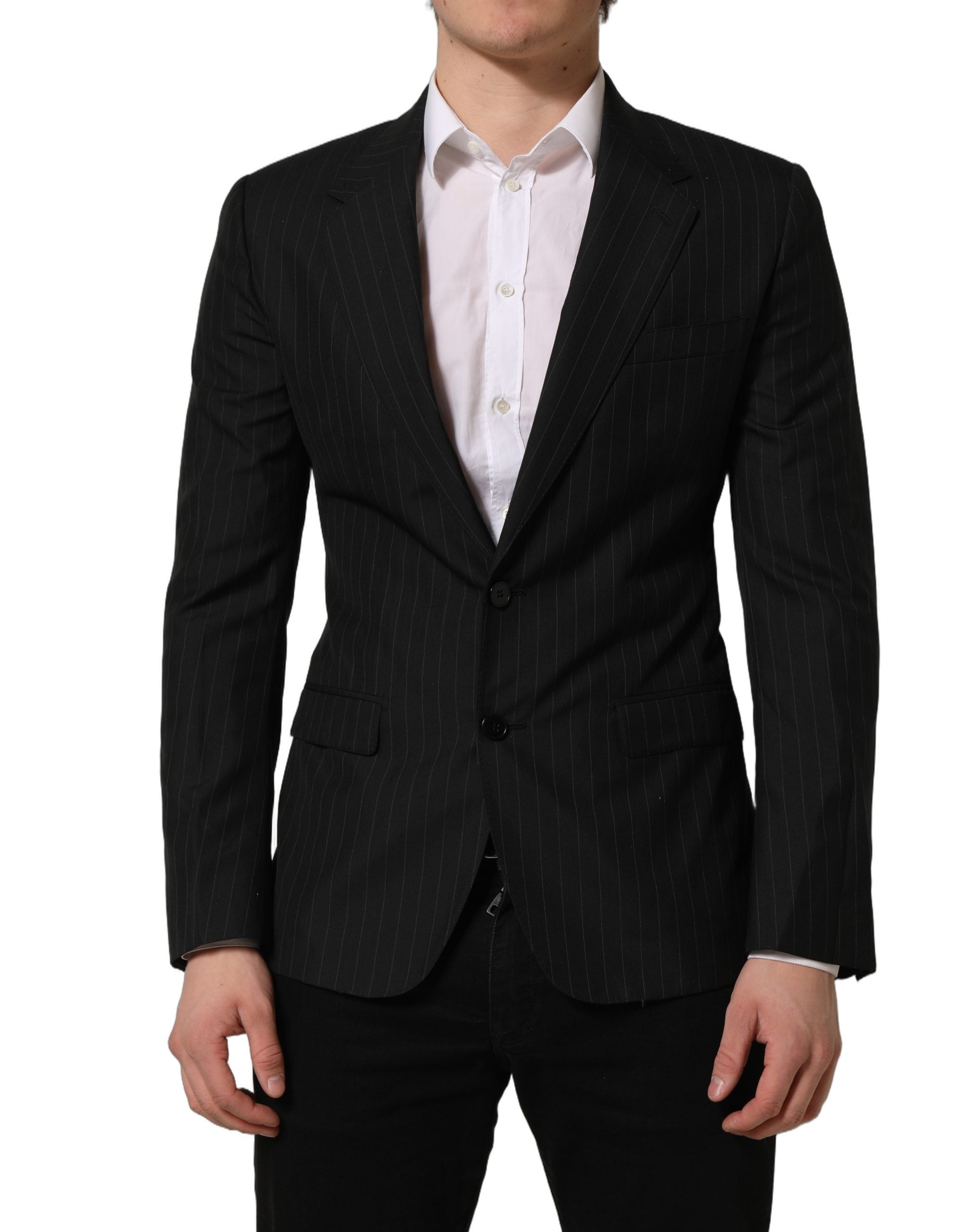 Dolce & Gabbana Black Stripes Wool Single Breasted Men's Blazer