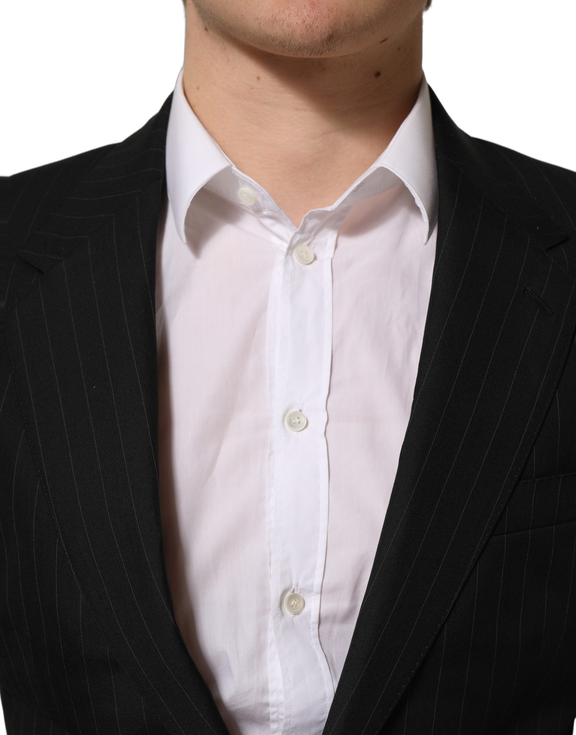 Dolce & Gabbana Black Stripes Wool Single Breasted Men's Blazer