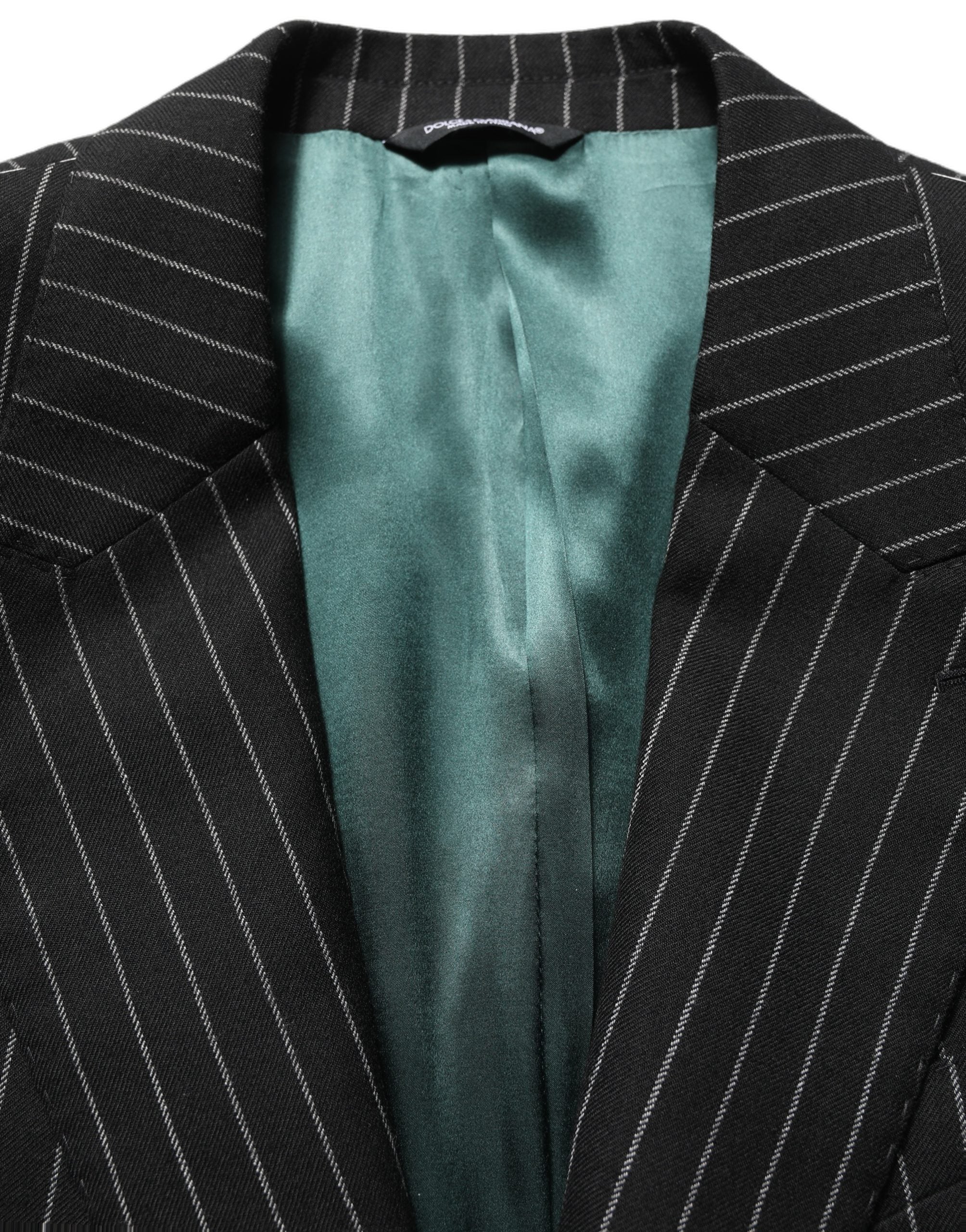 Dolce & Gabbana Black Stripes Wool Single Breasted Men's Blazer