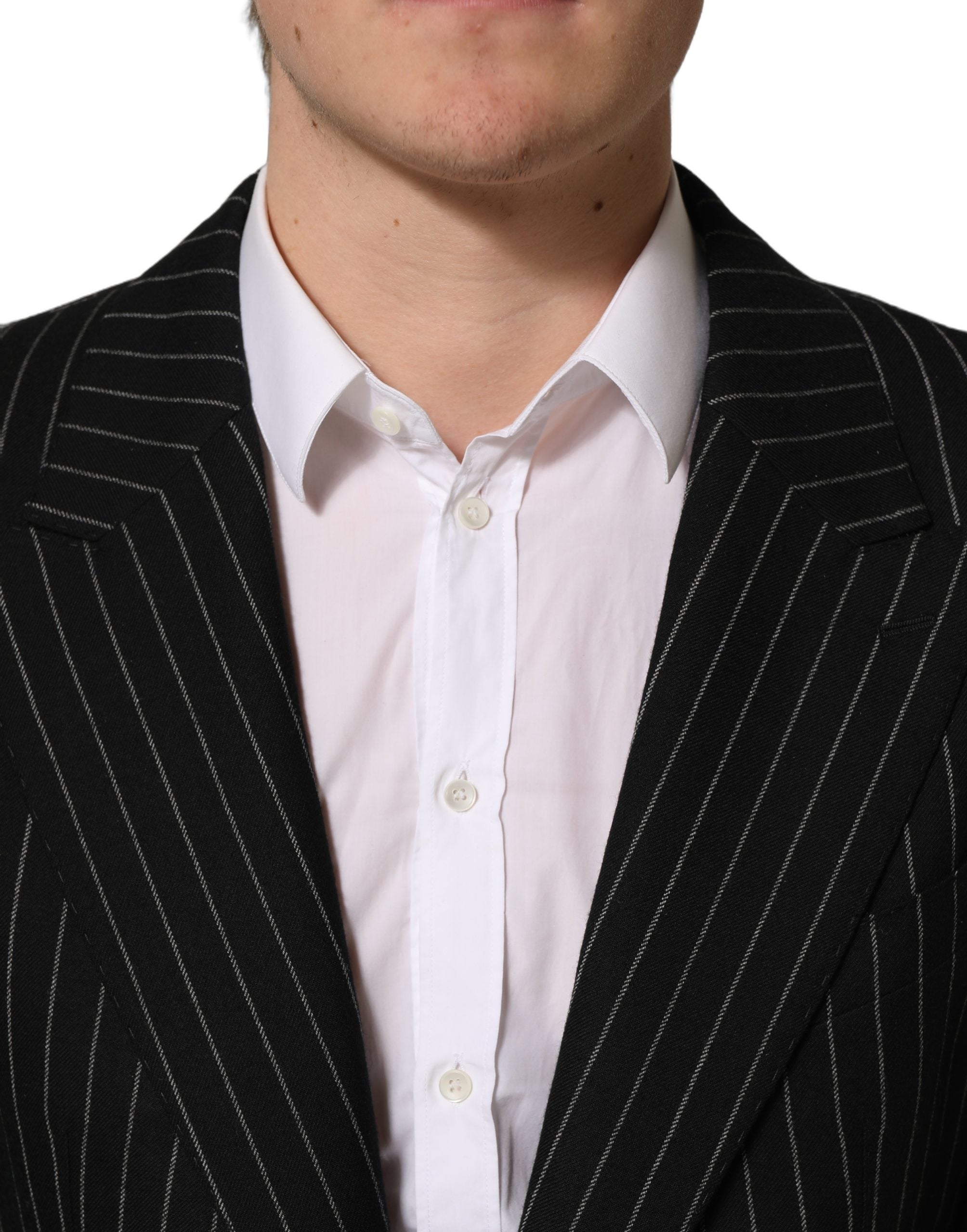 Dolce & Gabbana Black Stripes Wool Single Breasted Men's Blazer