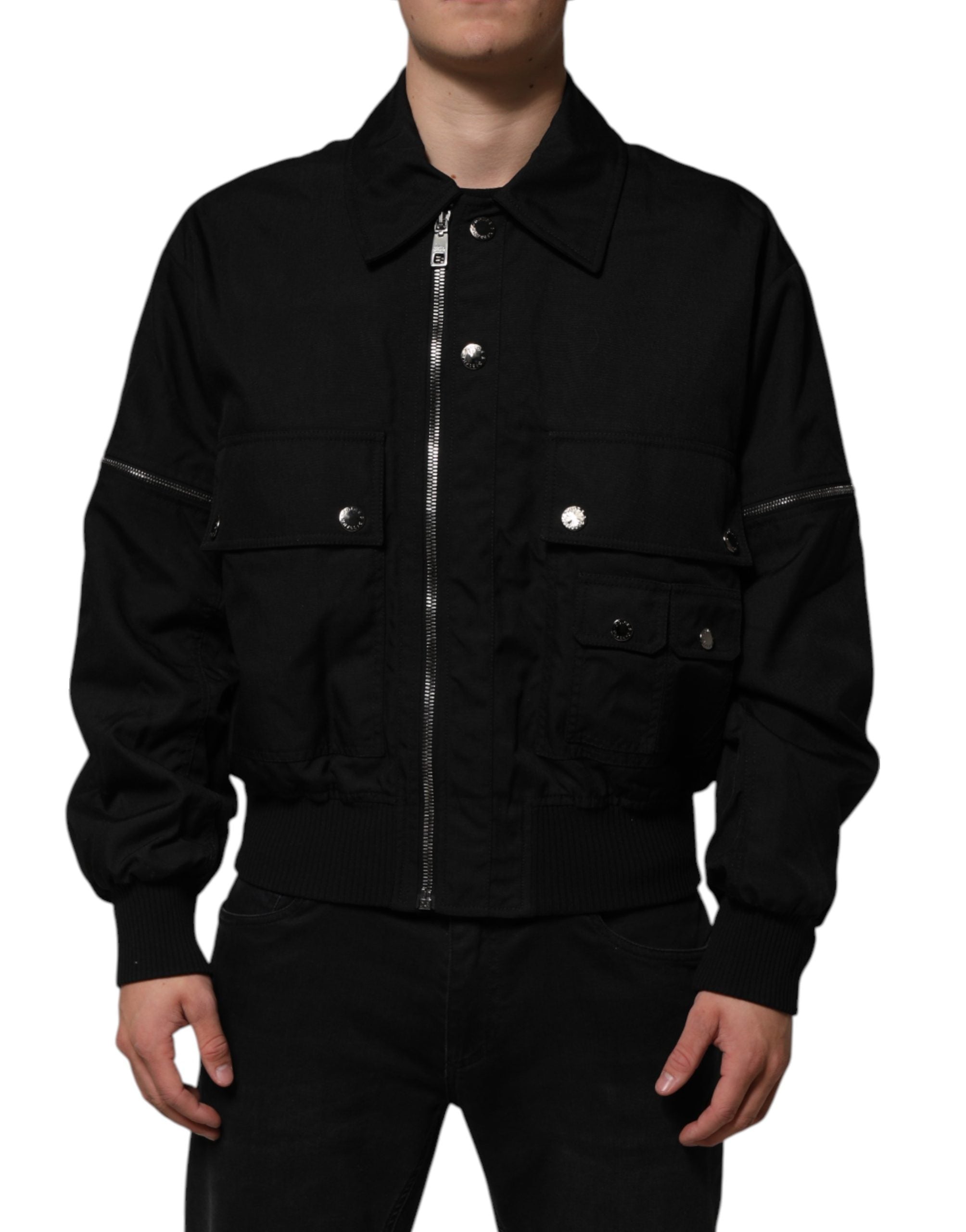 Dolce & Gabbana Black Nylon Full Zip Blouson Bomber Men's Jacket (Pre-Owned)