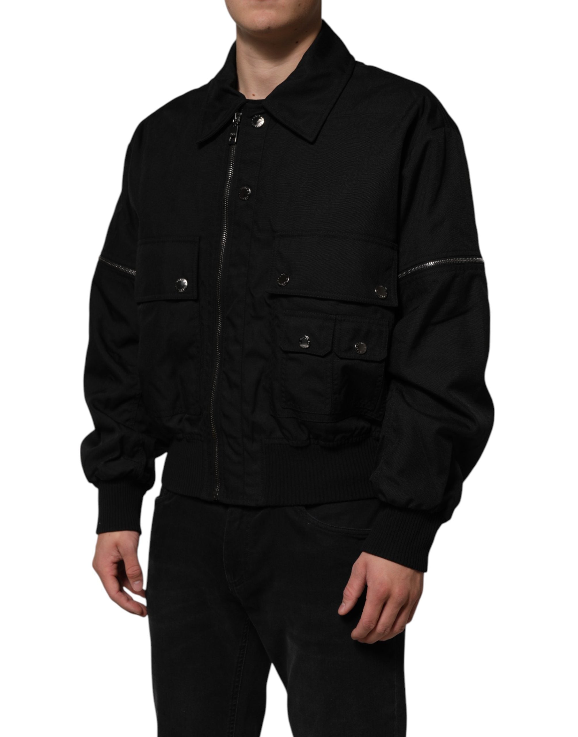 Dolce & Gabbana Black Nylon Full Zip Blouson Bomber Men's Jacket (Pre-Owned)