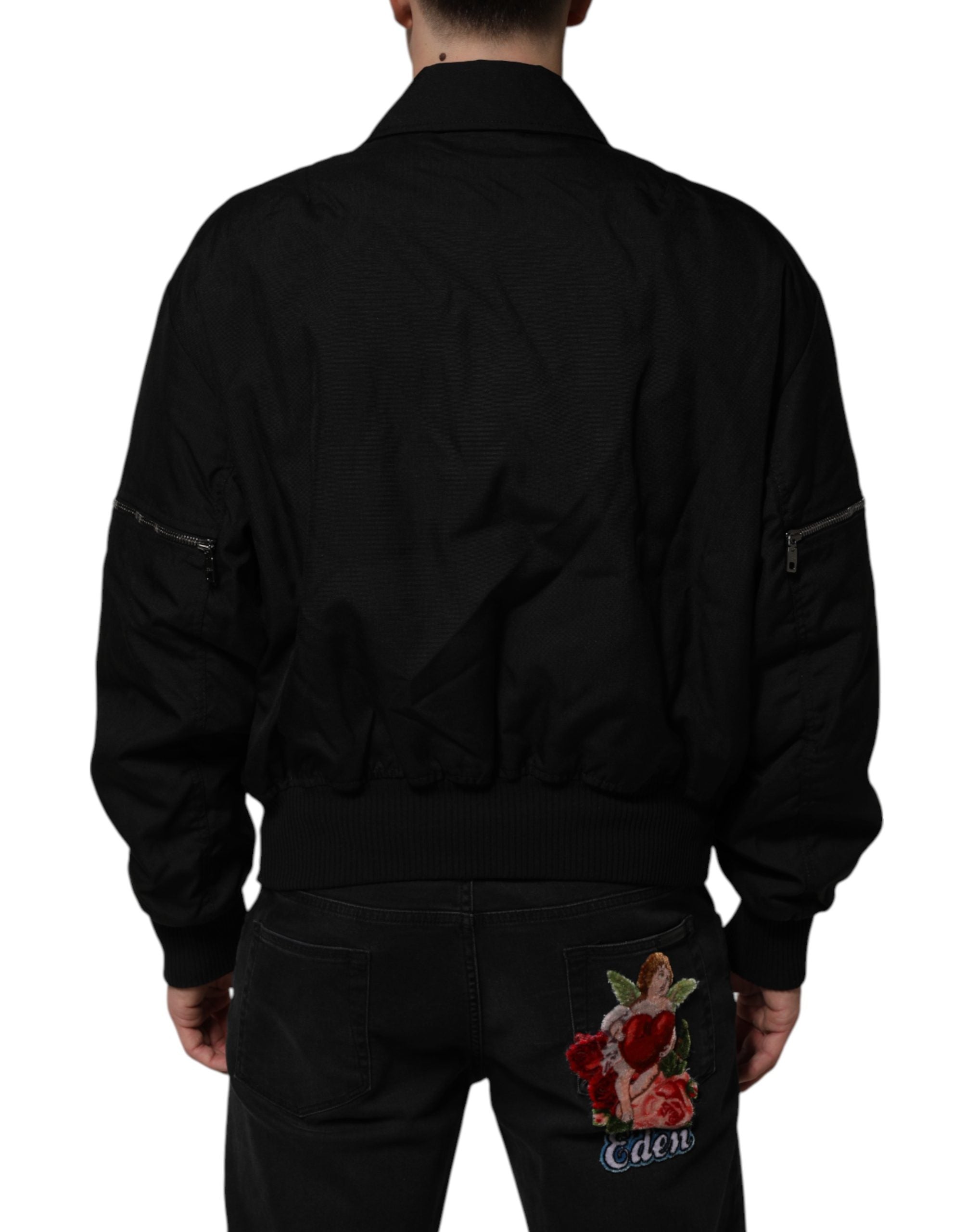 Dolce & Gabbana Black Nylon Full Zip Blouson Bomber Men's Jacket (Pre-Owned)