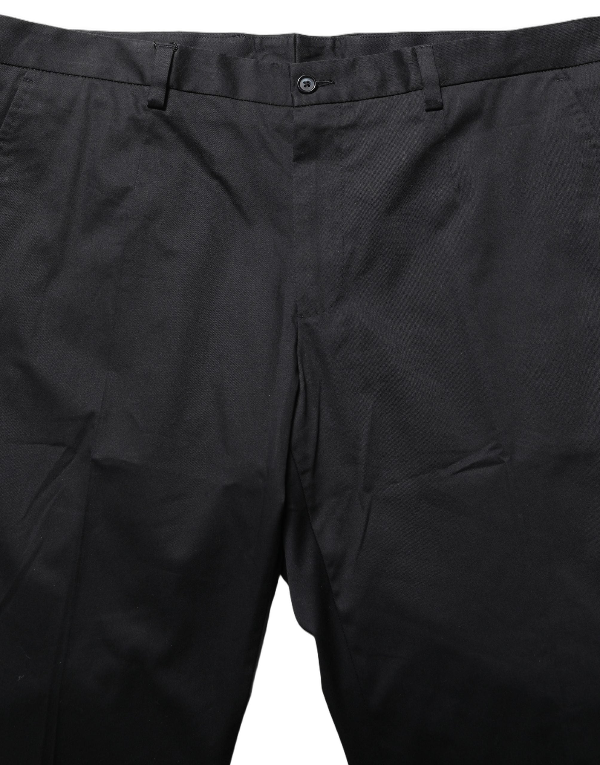 Dolce & Gabbana Black Cotton Tapered Leg Dress Trouser Men's Pants