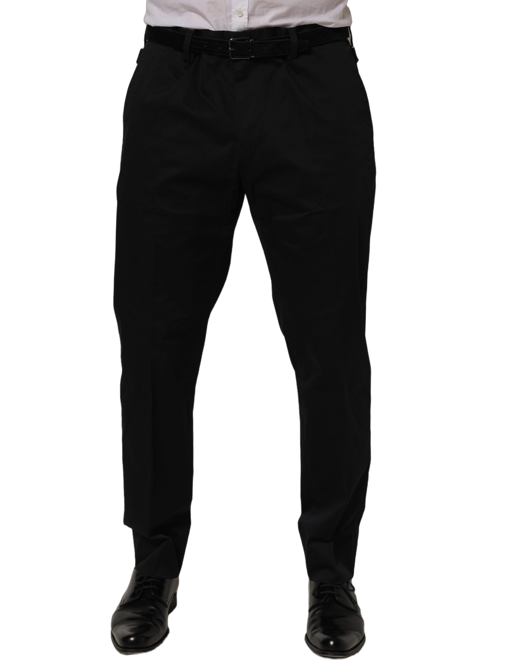 Dolce & Gabbana Black Cotton Tapered Leg Dress Trouser Men's Pants