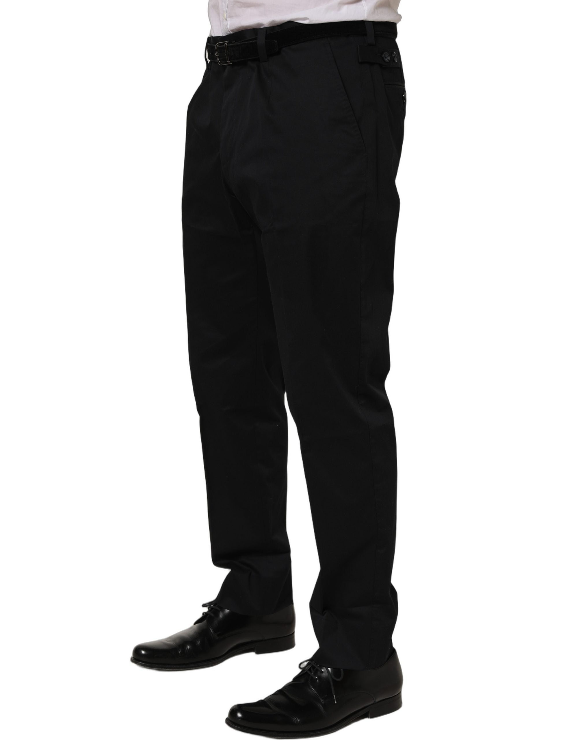 Dolce & Gabbana Black Cotton Tapered Leg Dress Trouser Men's Pants