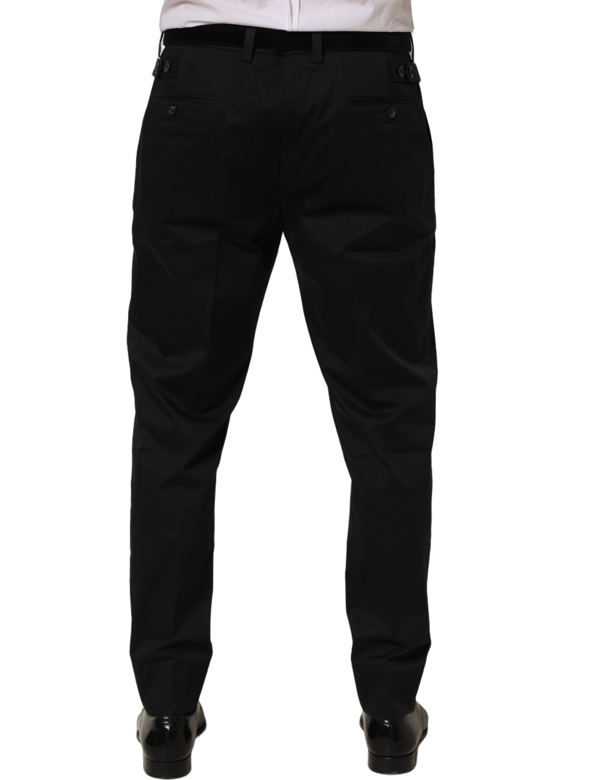 Dolce & Gabbana Black Cotton Tapered Leg Dress Trouser Men's Pants