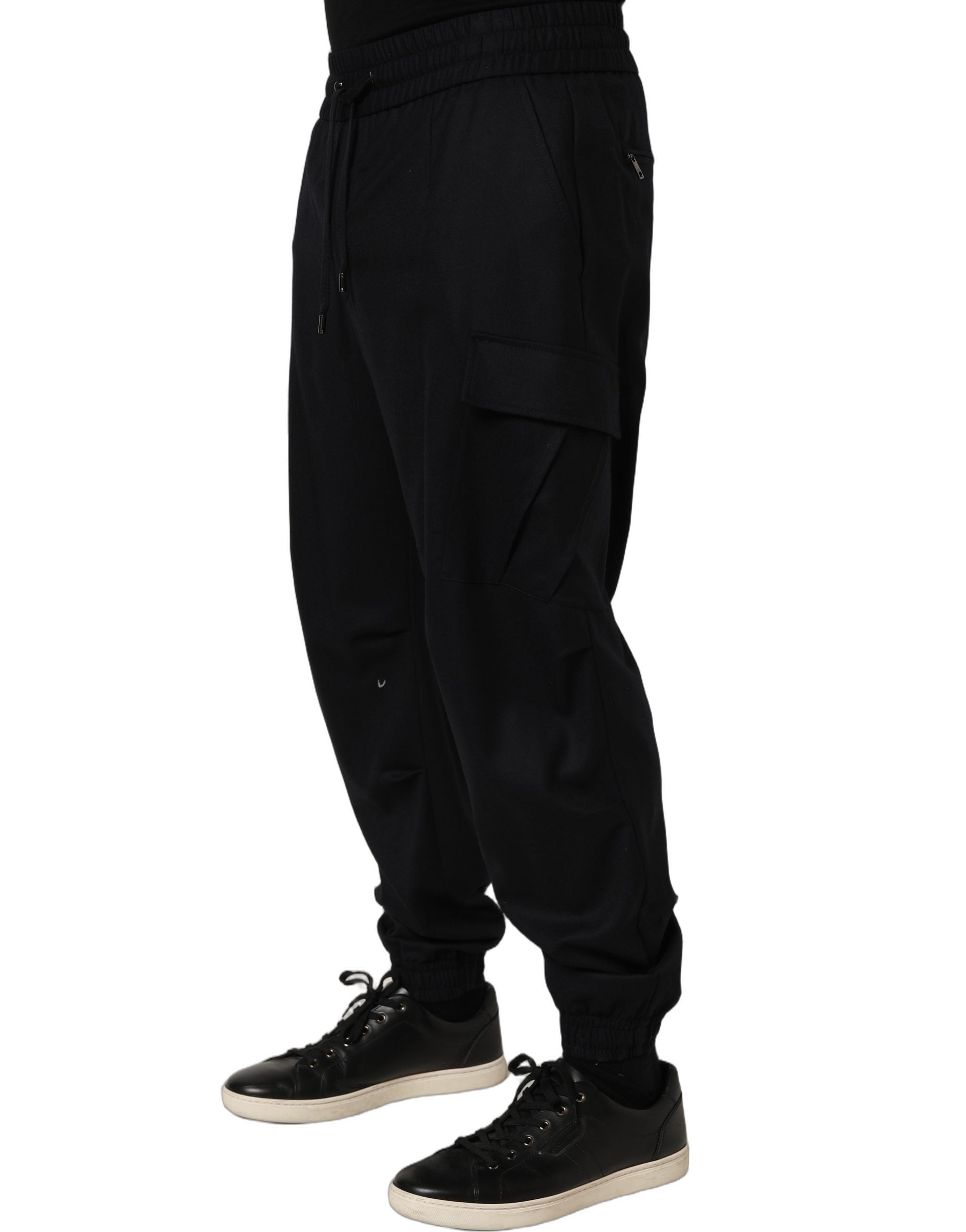 Dolce & Gabbana Black Mid Waist Cargo Jogger SweatMen's Men's Pants