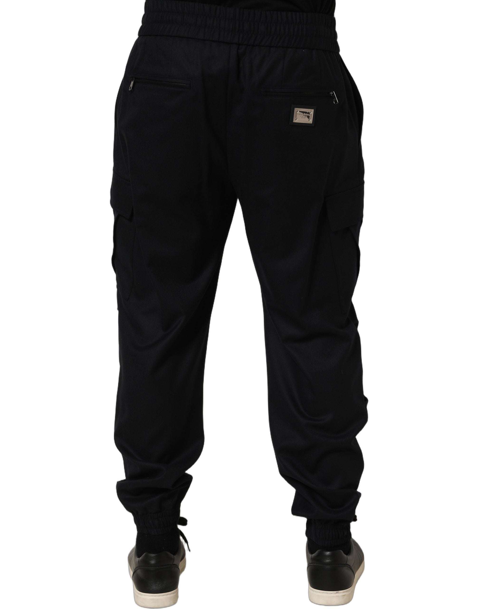 Dolce & Gabbana Black Mid Waist Cargo Jogger SweatMen's Men's Pants
