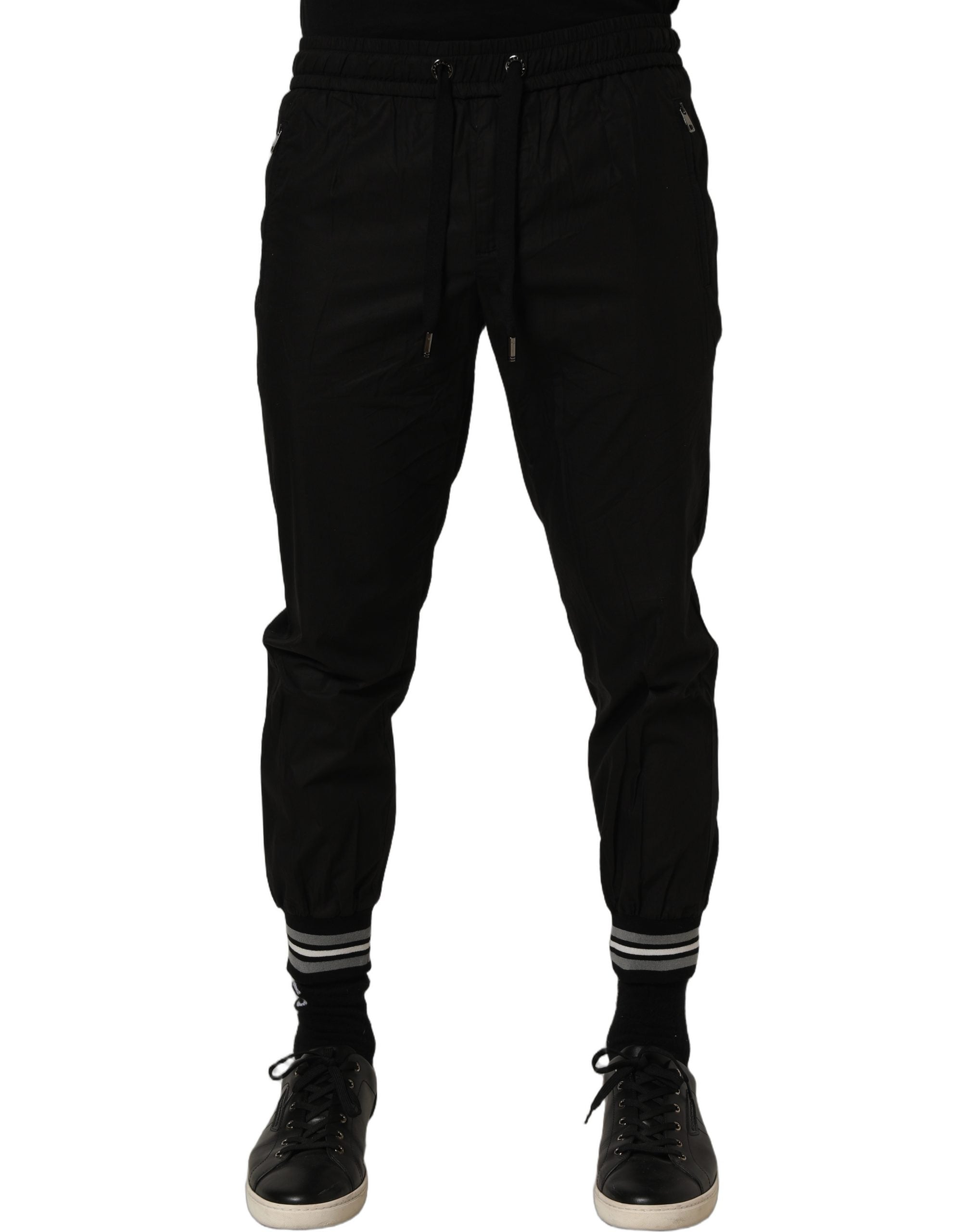 Dolce & Gabbana Black Cotton Mid Waist Jogger SweatMen's Men's Pants