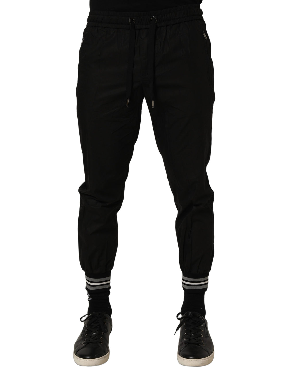 Dolce & Gabbana Black Cotton Mid Waist Jogger SweatMen's Men's Pants