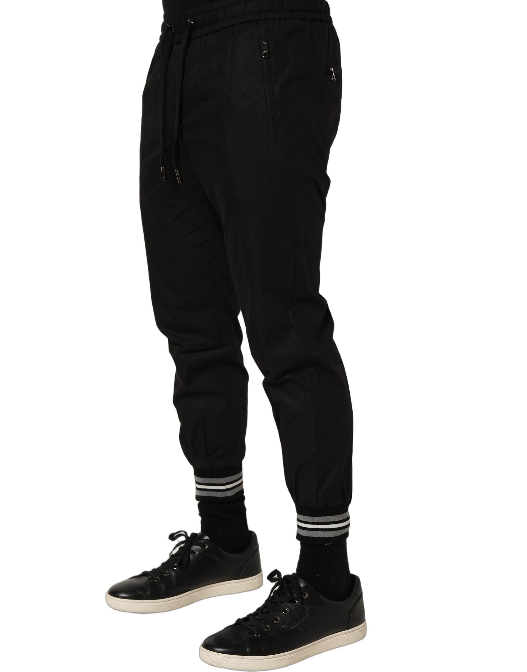 Dolce & Gabbana Black Cotton Mid Waist Jogger SweatMen's Men's Pants