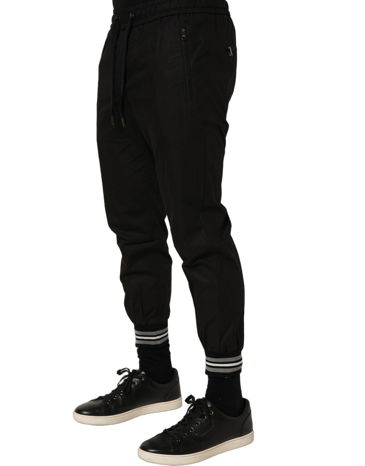 Dolce & Gabbana Black Cotton Mid Waist Jogger SweatMen's Men's Pants
