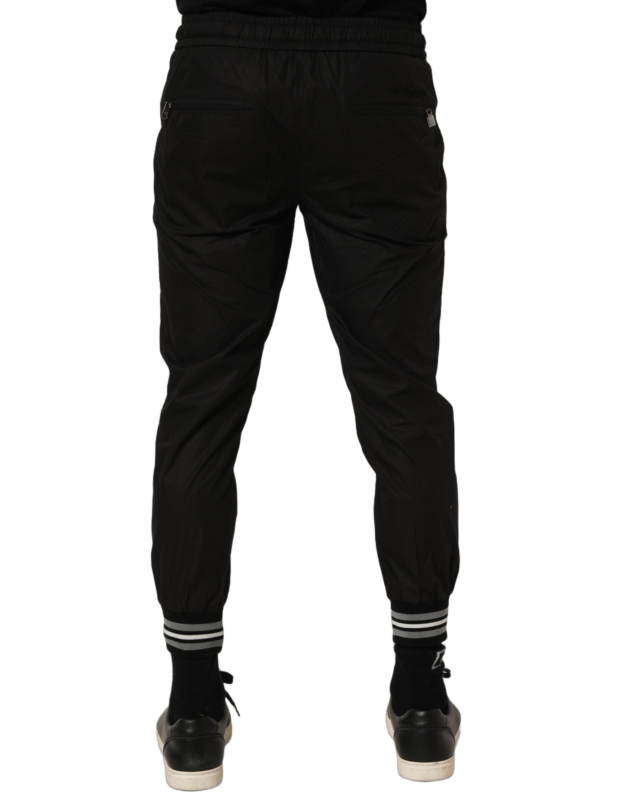Dolce & Gabbana Black Cotton Mid Waist Jogger SweatMen's Men's Pants