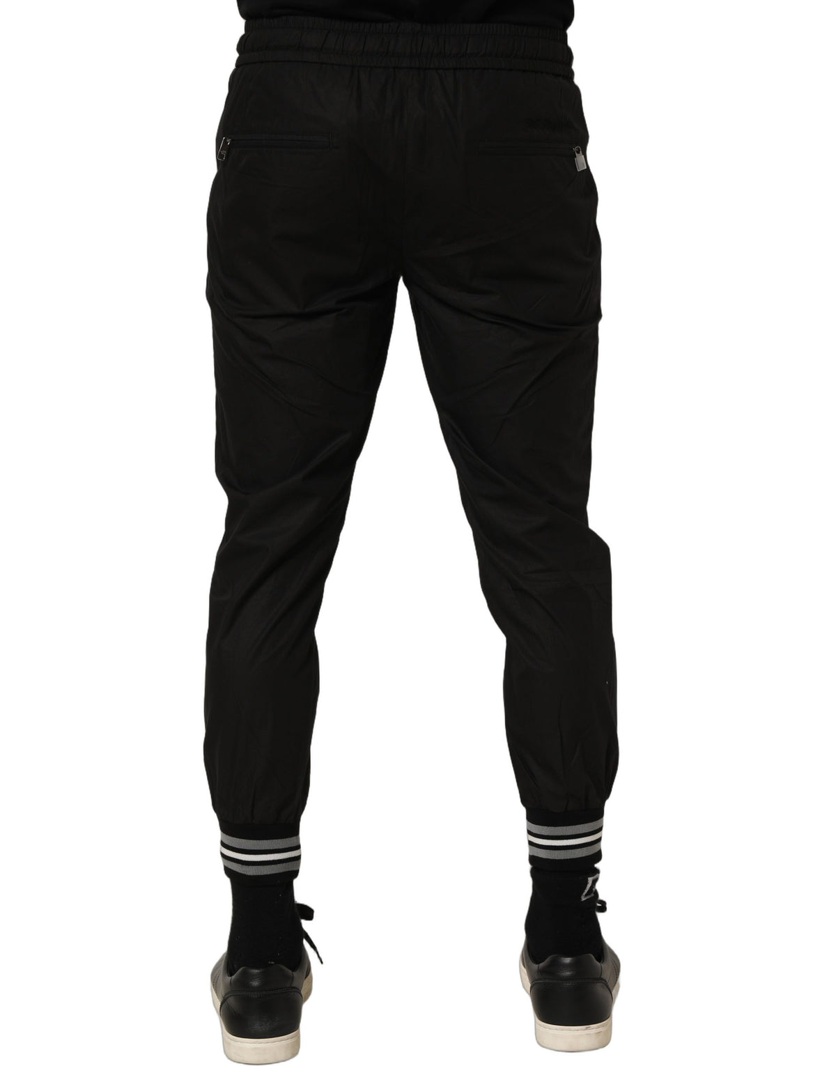 Dolce & Gabbana Black Cotton Mid Waist Jogger SweatMen's Men's Pants