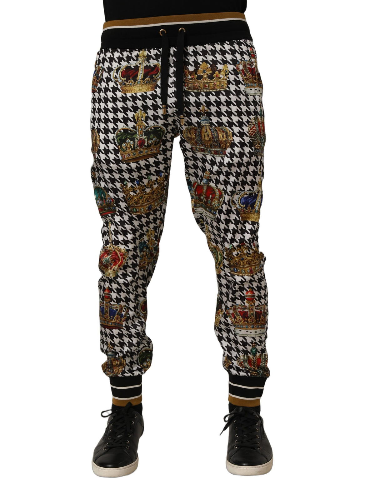 Dolce & Gabbana Multicolor Houndstooth Crown Men SweatMen's Men's Pants