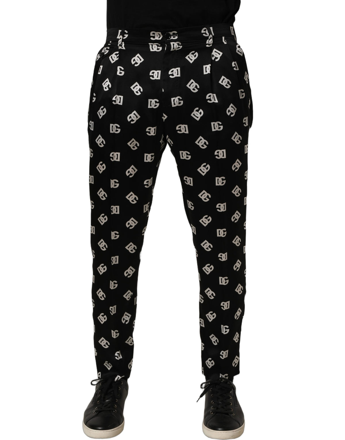 Dolce & Gabbana Black Silk Skinny Leg Dress Men Trouser Men's Pants