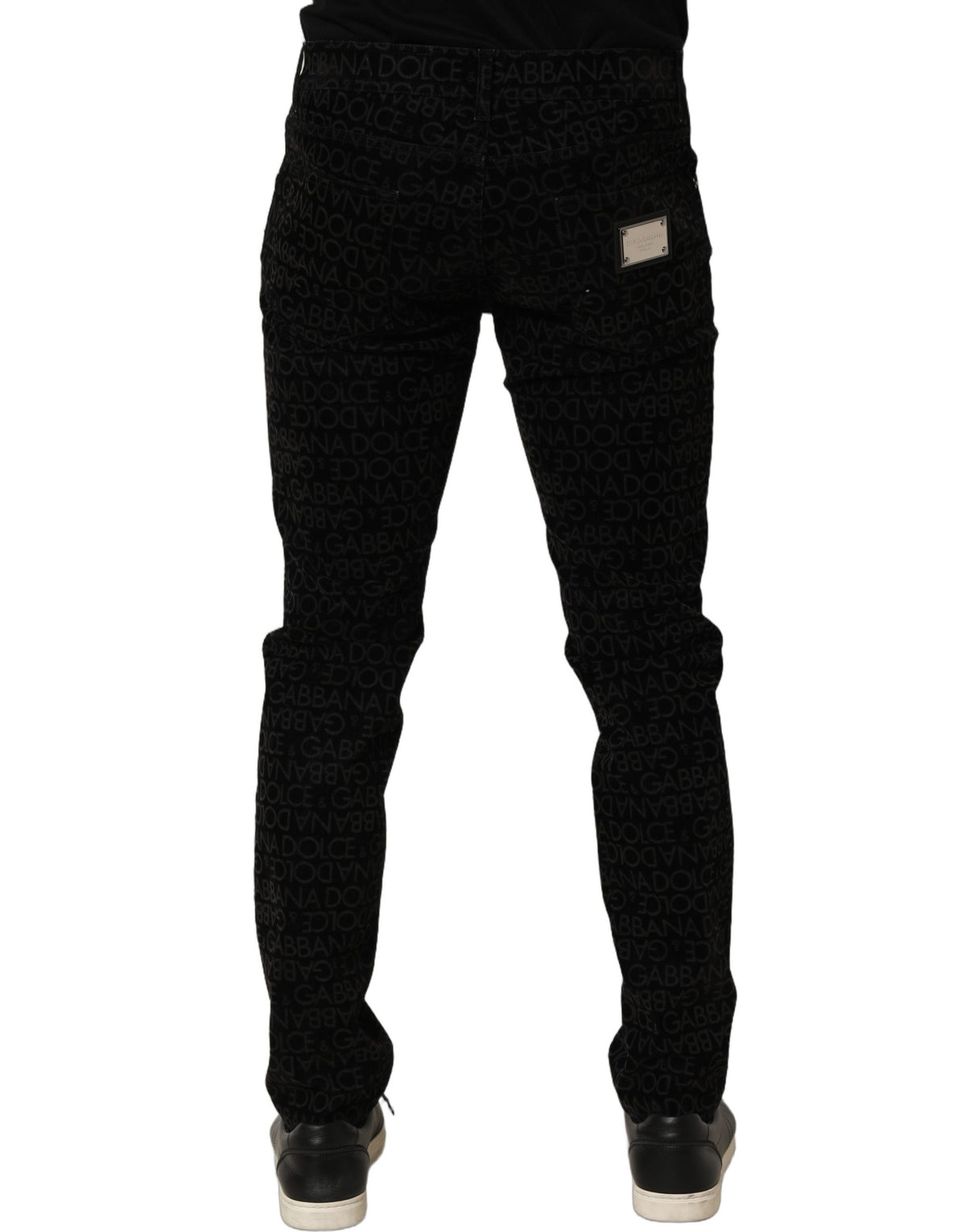 Dolce & Gabbana Black Logo Monogram Cotton Slim Denim Men's Jeans
