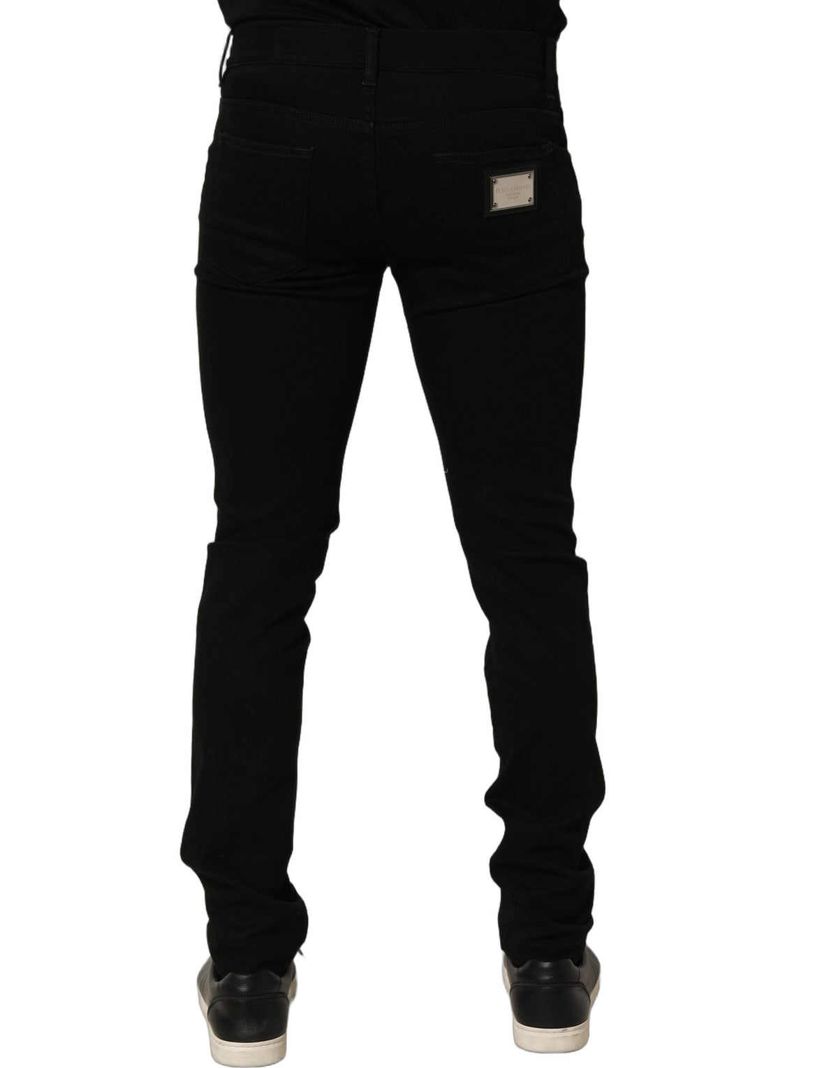Dolce & Gabbana Black Embellished Cotton Skinny Denim Men's Jeans