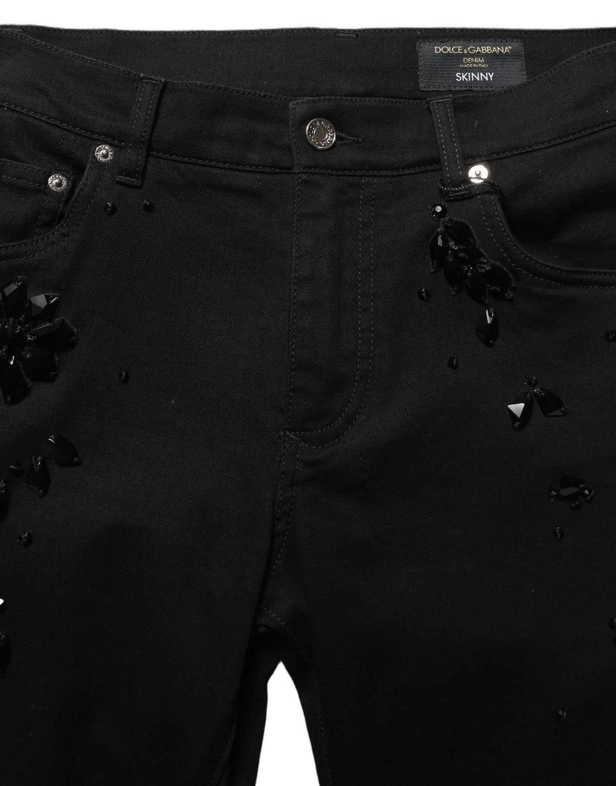 Dolce & Gabbana Black Embellished Cotton Skinny Denim Men's Jeans