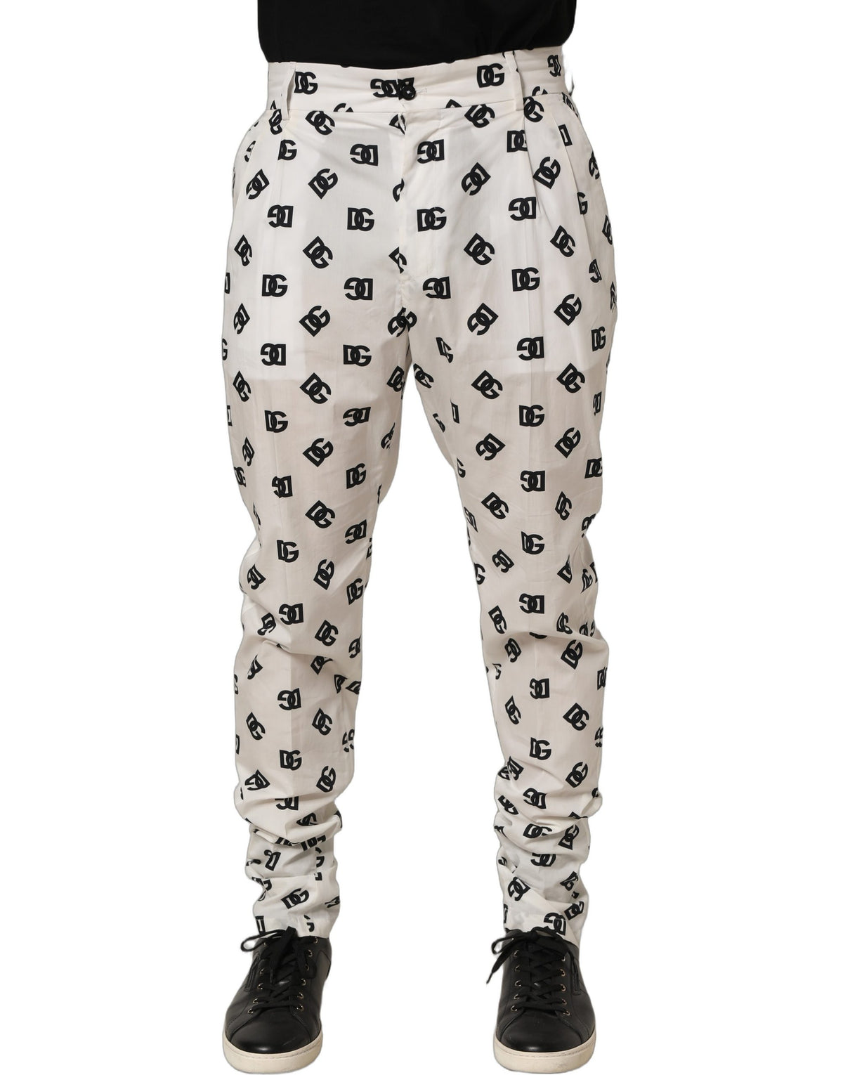 Dolce & Gabbana White Logo Skinny Leg Dress Men Trouser Men's Pants
