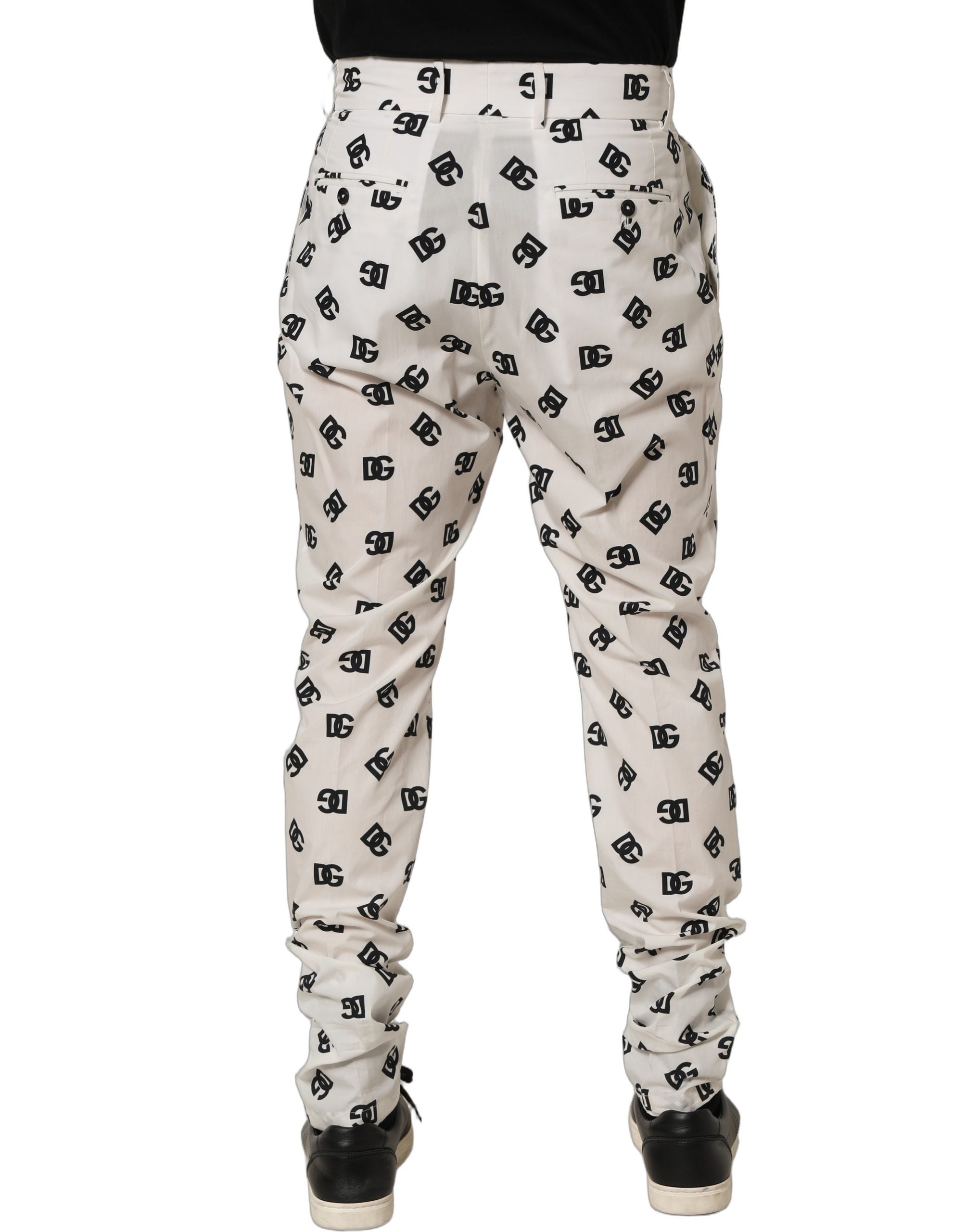 Dolce & Gabbana White Logo Skinny Leg Dress Men Trouser Men's Pants