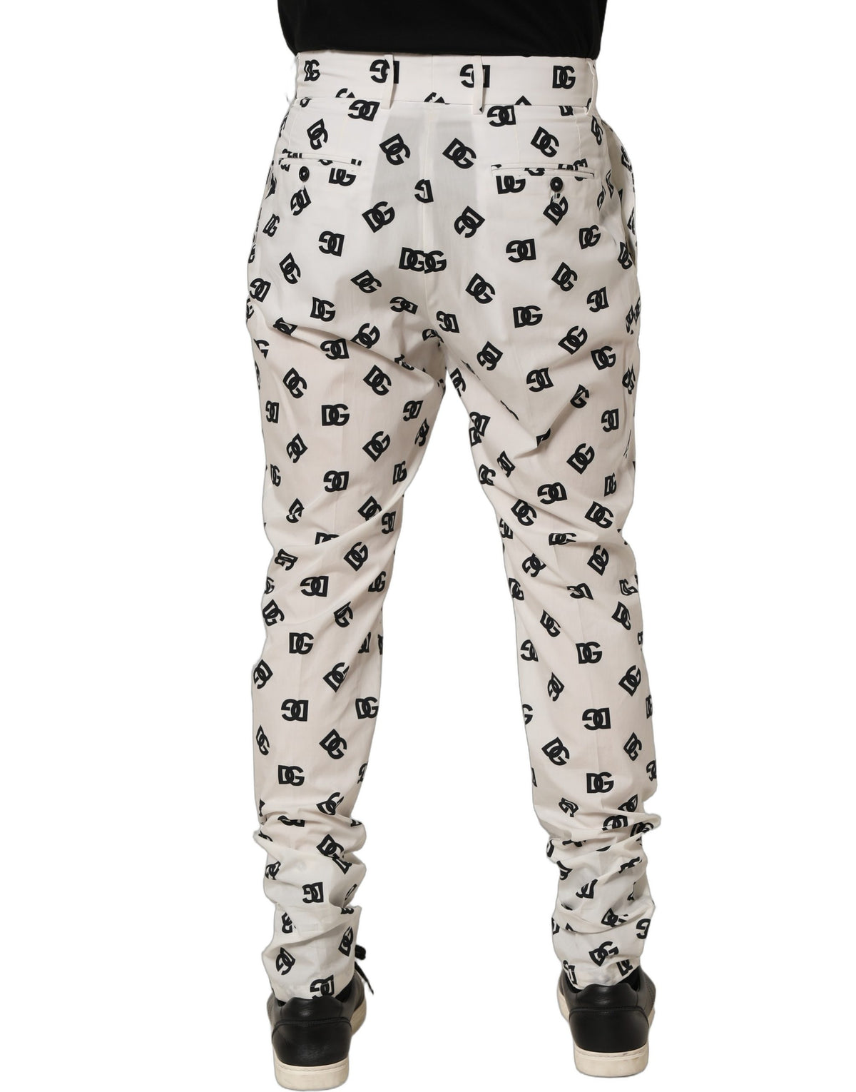 Dolce & Gabbana White Logo Skinny Leg Dress Men Trouser Men's Pants