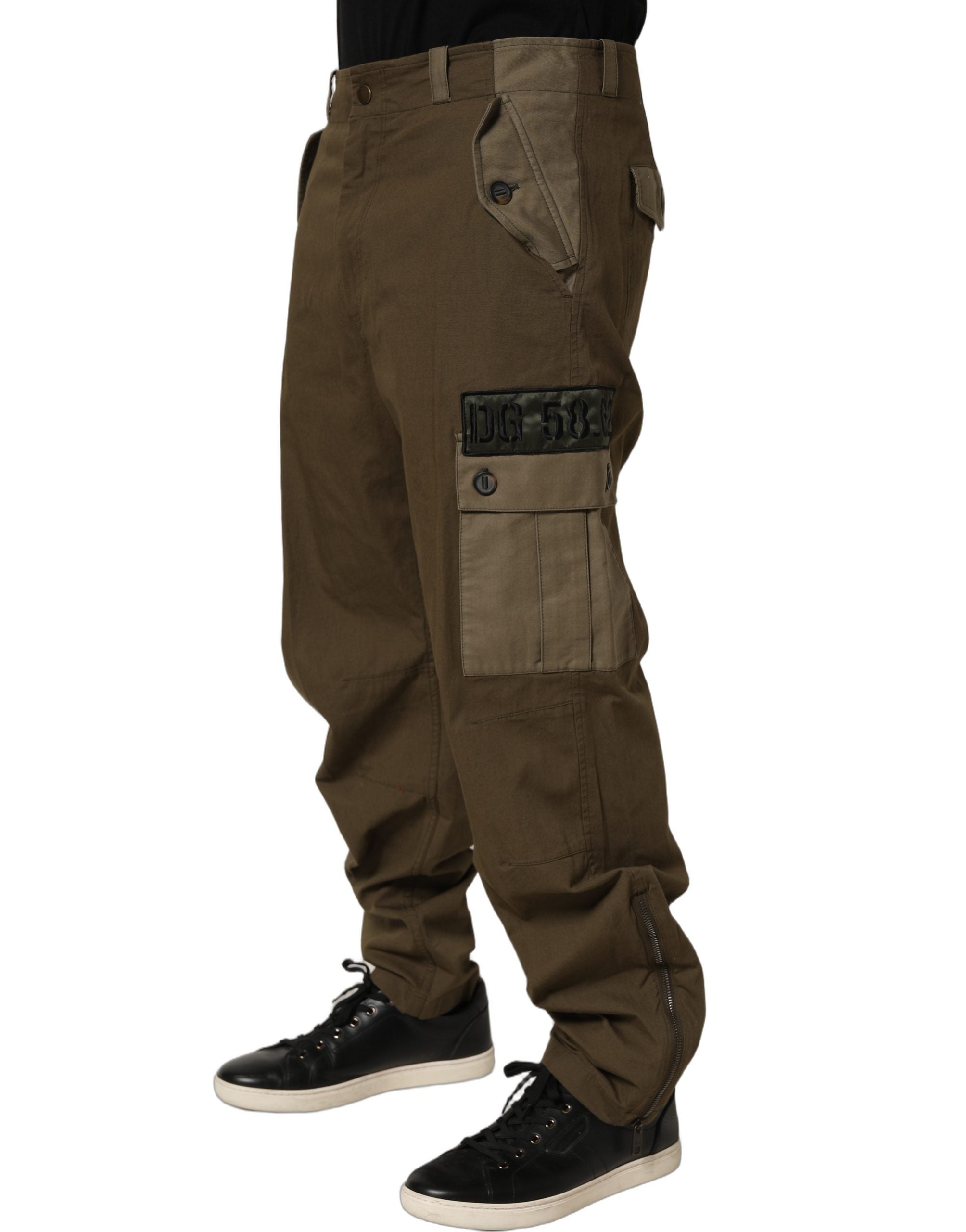 Dolce & Gabbana Brown Mid Waist Straight Cargo Trouser Men's Pants