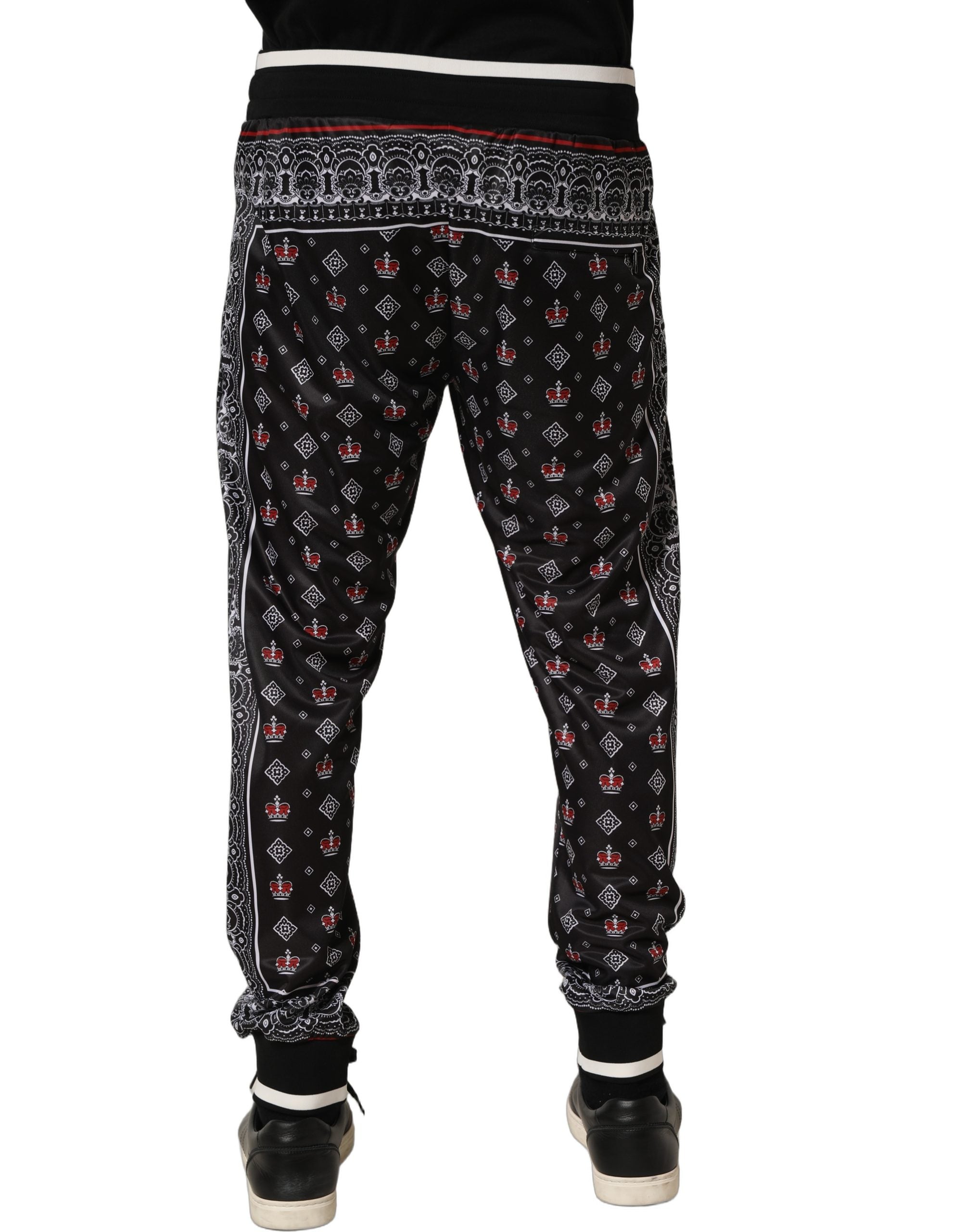 Dolce & Gabbana Black Bandana Crown Jogger Men Trouser Men's Pants