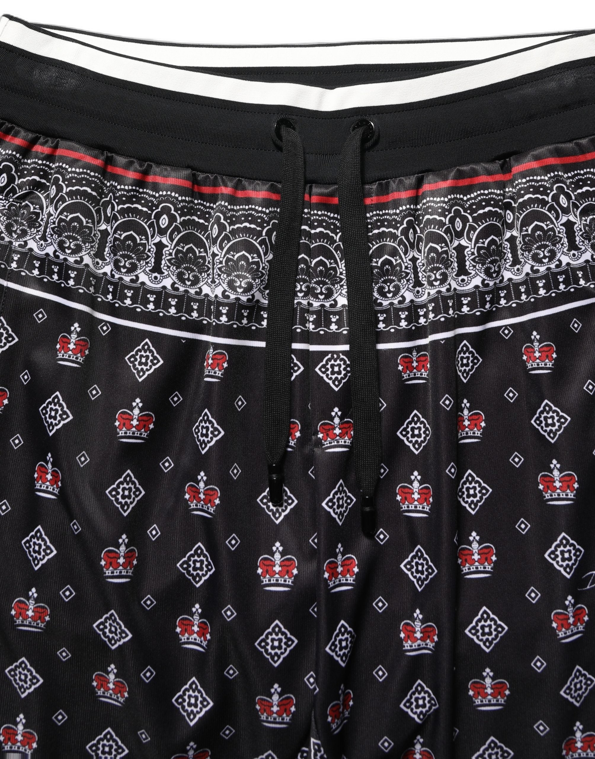 Dolce & Gabbana Black Bandana Crown Jogger Men Trouser Men's Pants