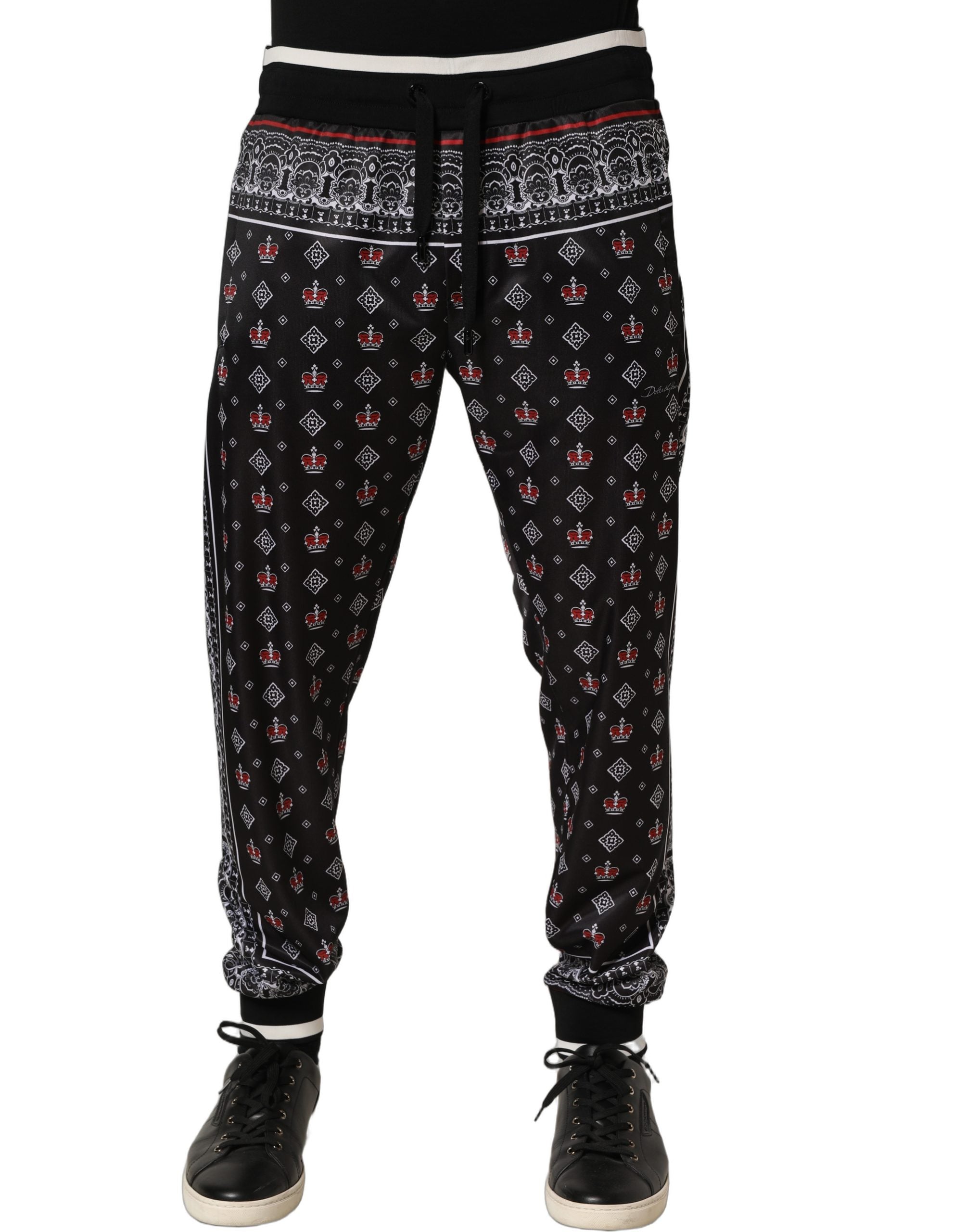 Dolce & Gabbana Black Bandana Crown Jogger Men Trouser Men's Pants
