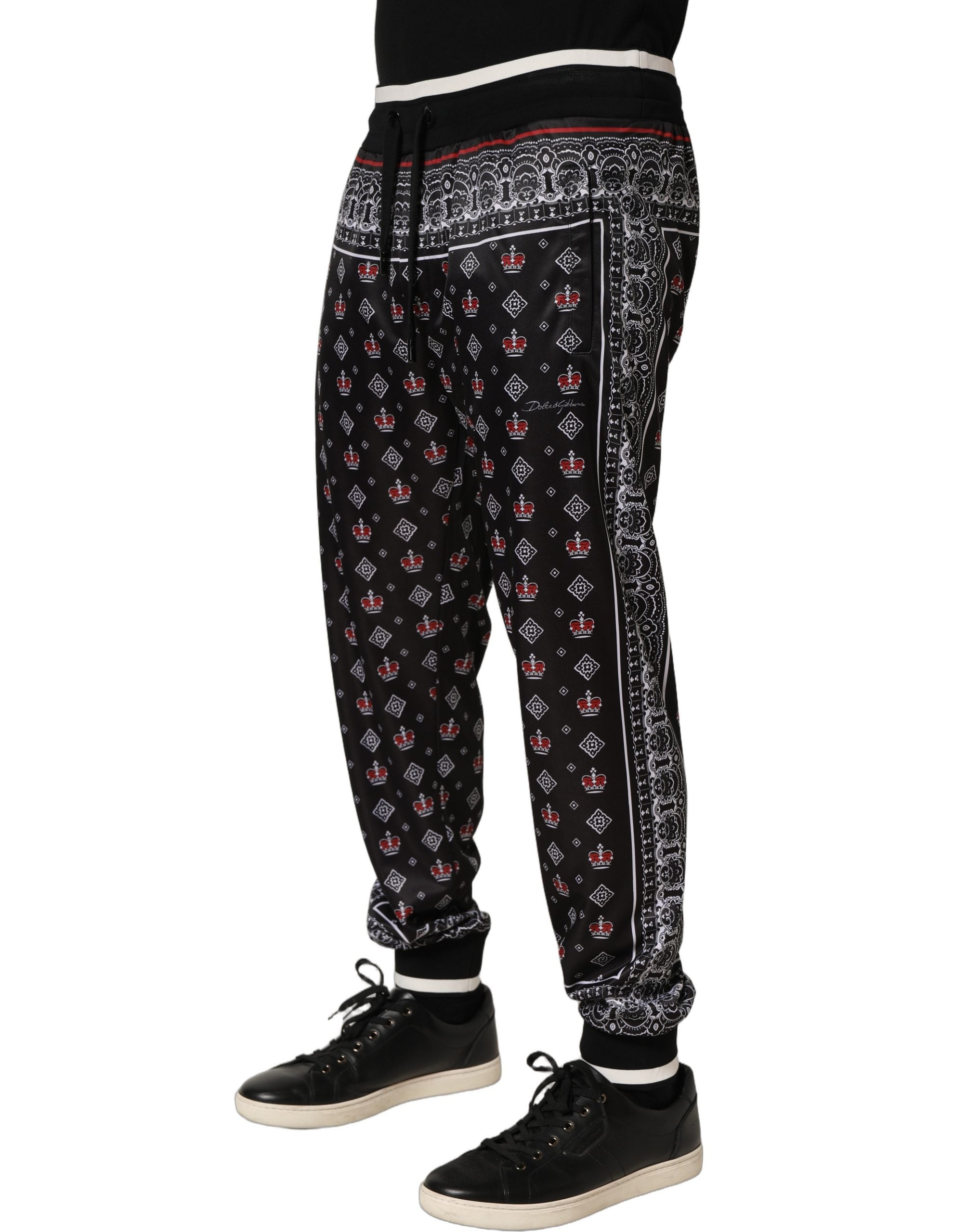 Dolce & Gabbana Black Bandana Crown Jogger Men Trouser Men's Pants