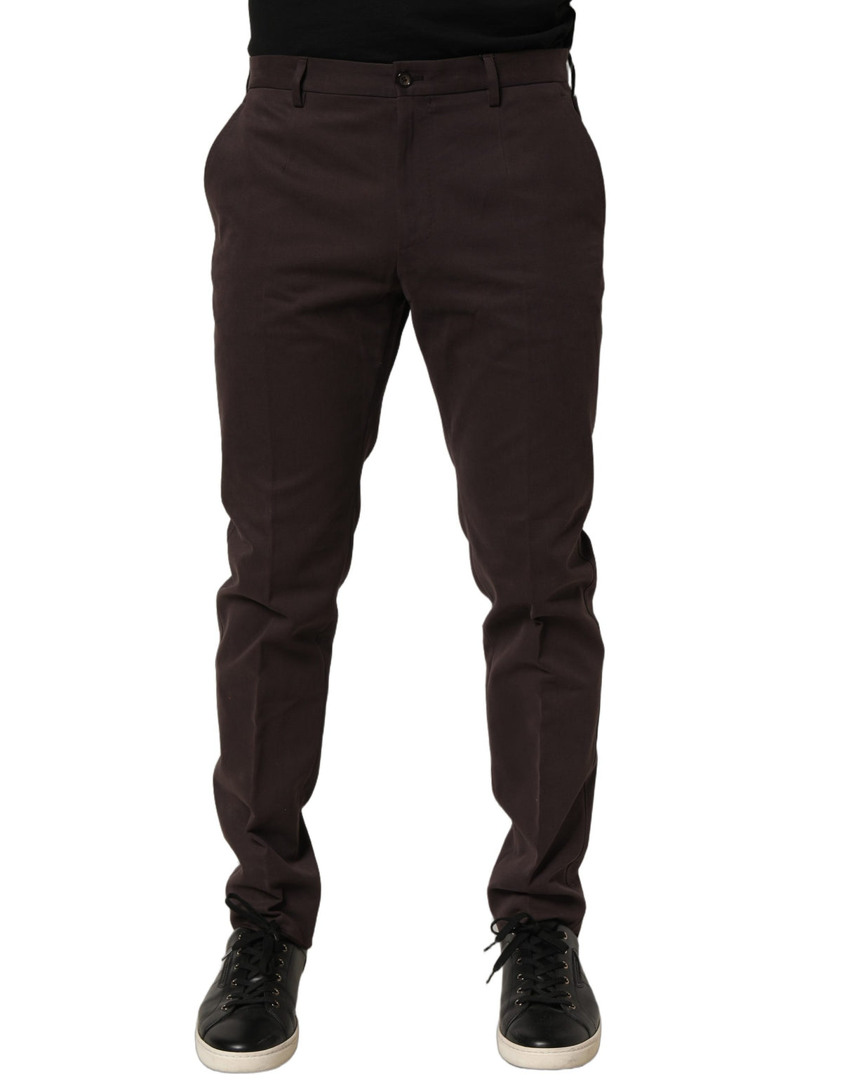 Dolce & Gabbana Brown Cotton Skinny Leg Dress Trouser Men's Pants
