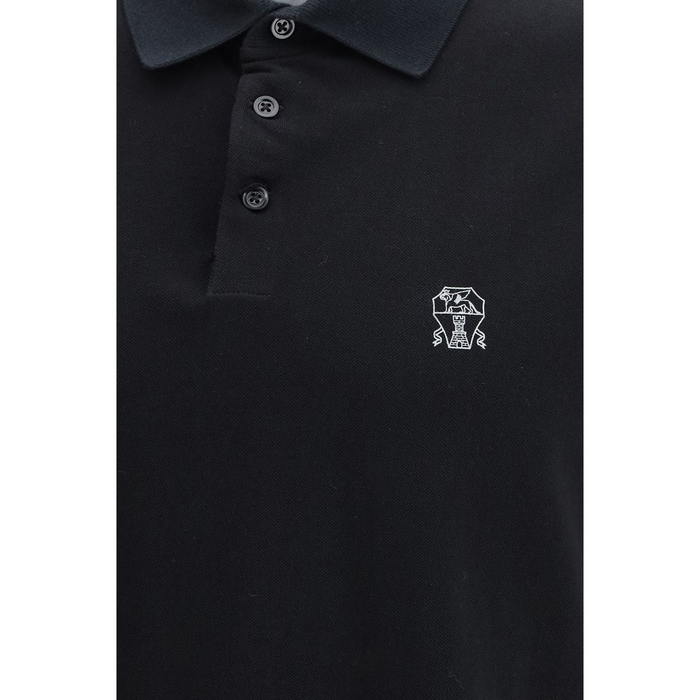 Brunello Cucinelli Black Cotton Polo Men's Shirt
