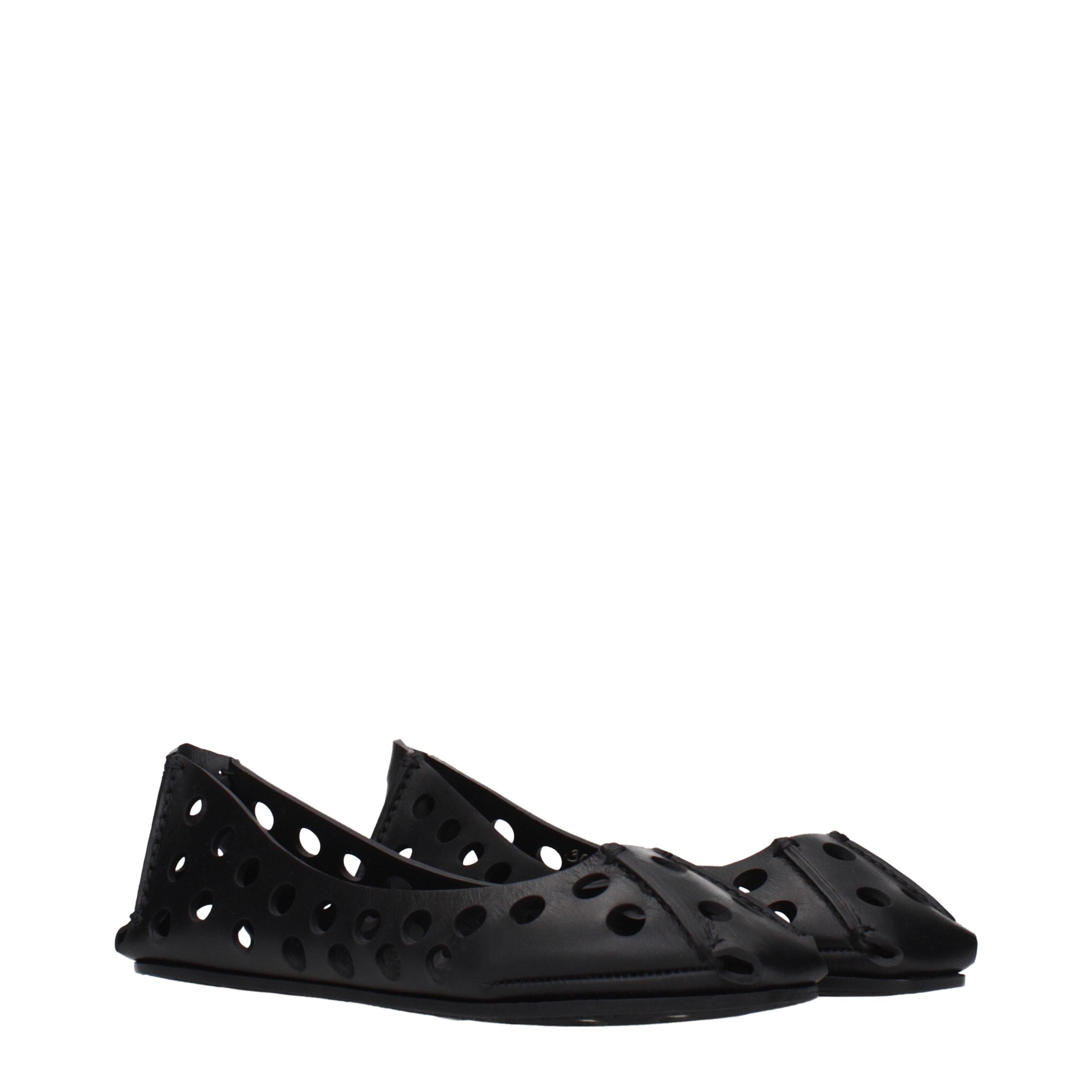 Alaïa Black Leather Ballet Women's Flats