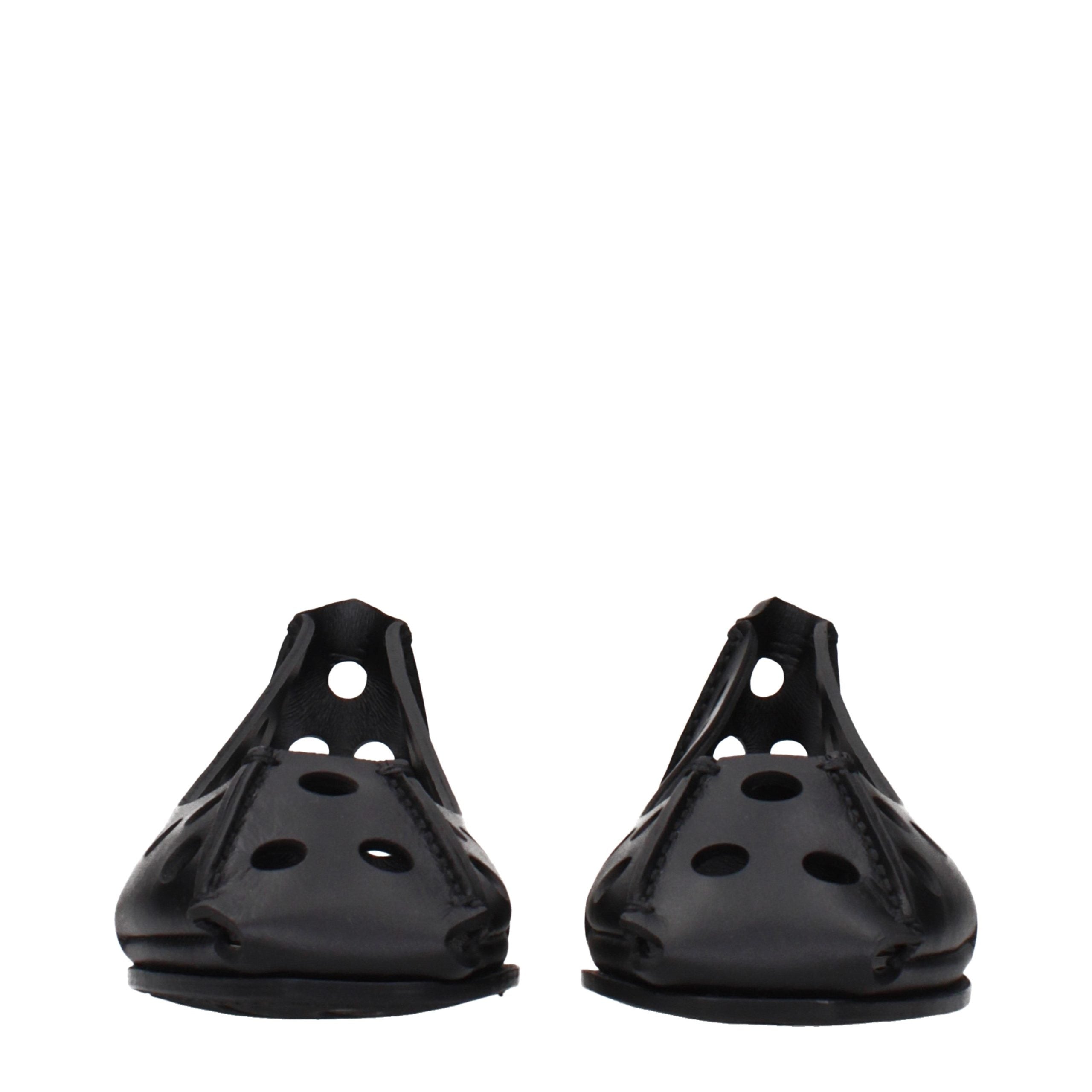 Alaïa Black Leather Ballet Women's Flats