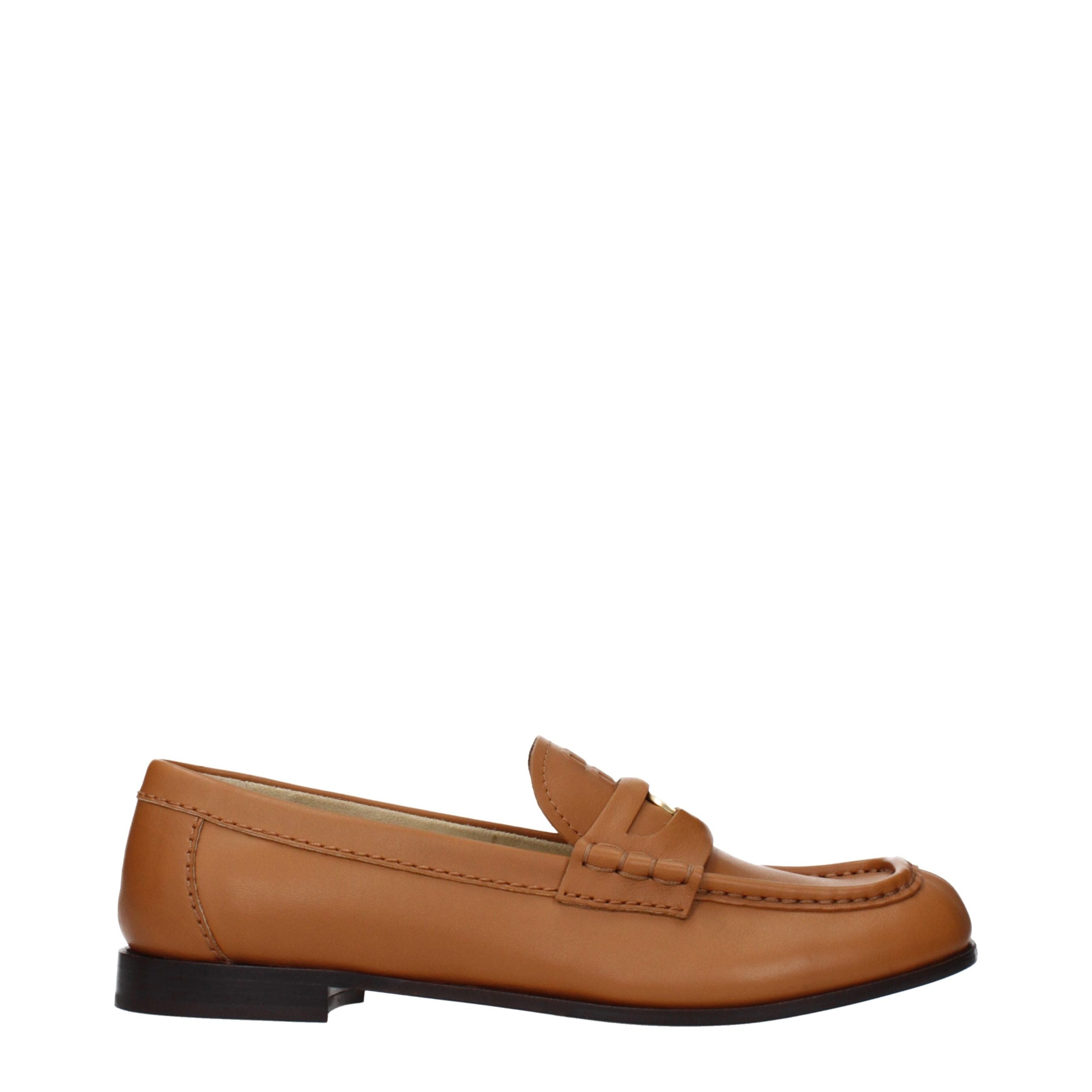 Miu Miu Brown Leather Slip-On Women's Loafers