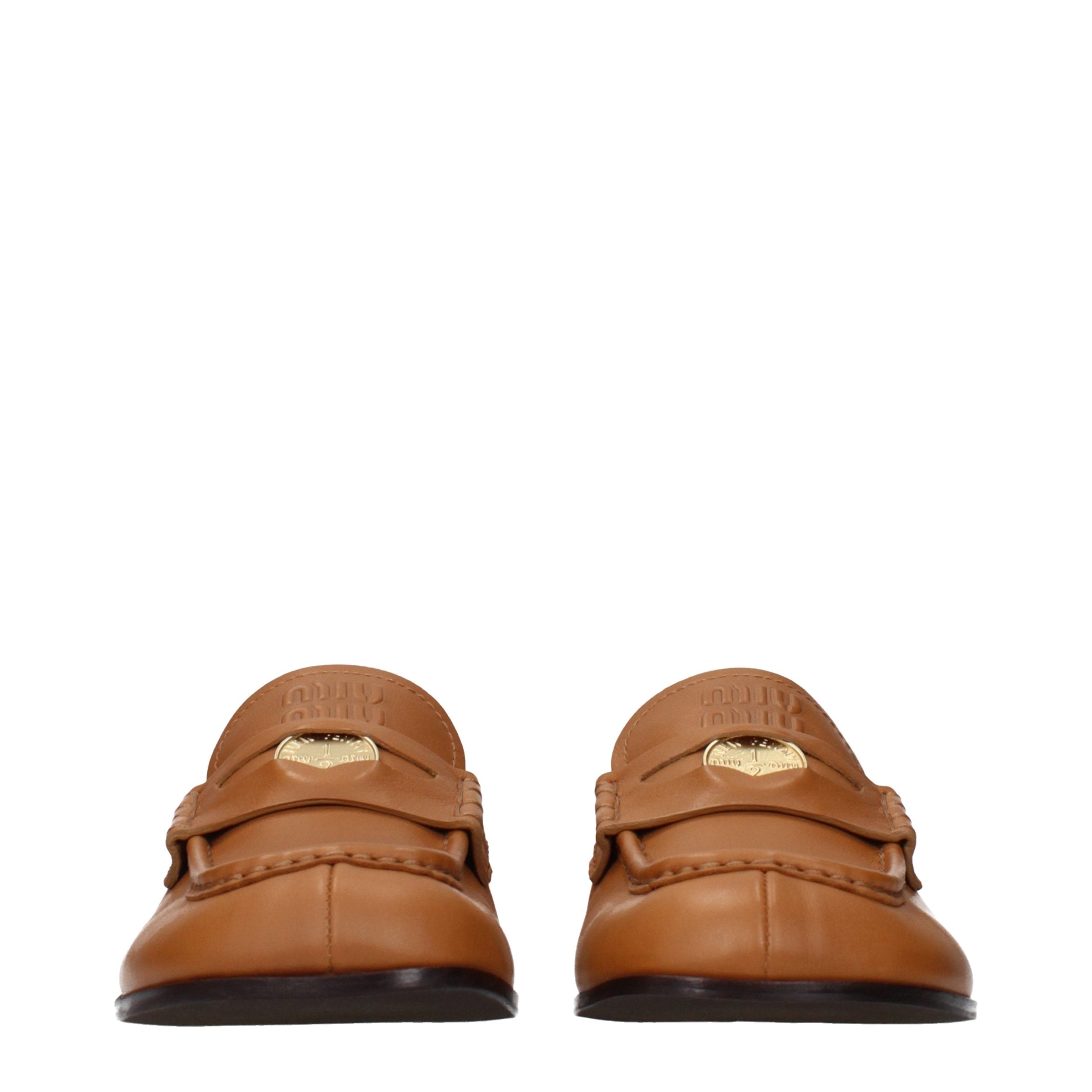 Miu Miu Brown Leather Slip-On Women's Loafers