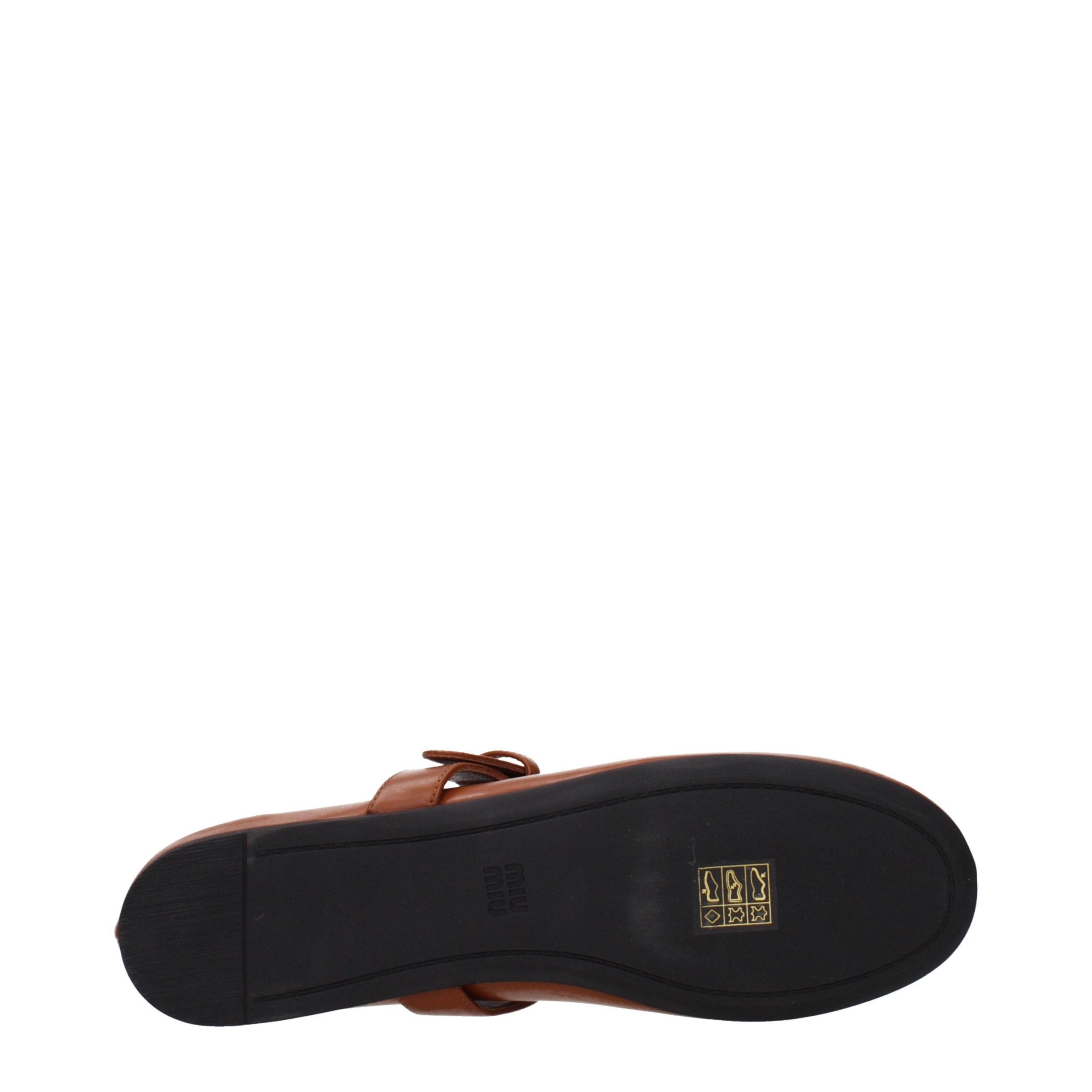 Miu Miu Brown Leather Ballet Women's Flats