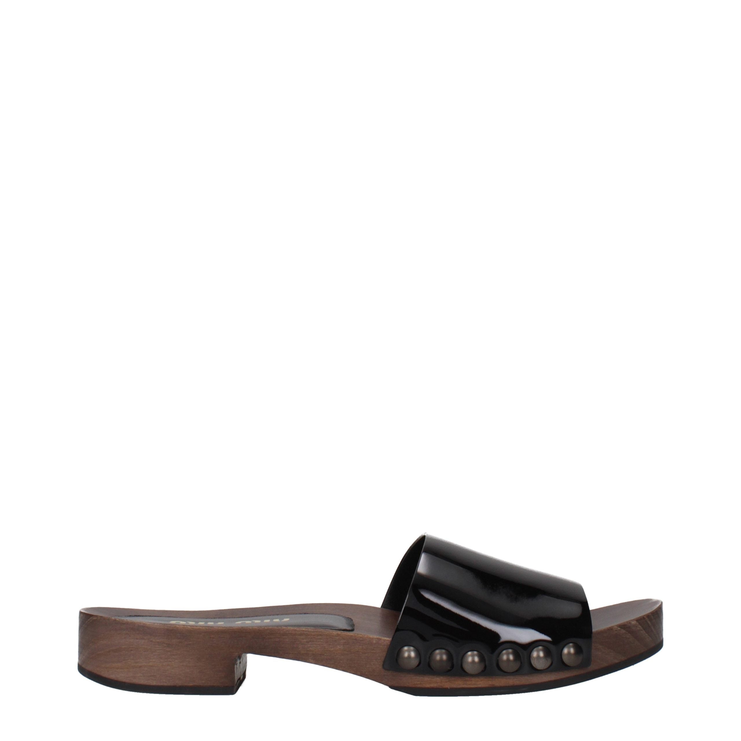 Miu Miu Black Leather Women's Slippers