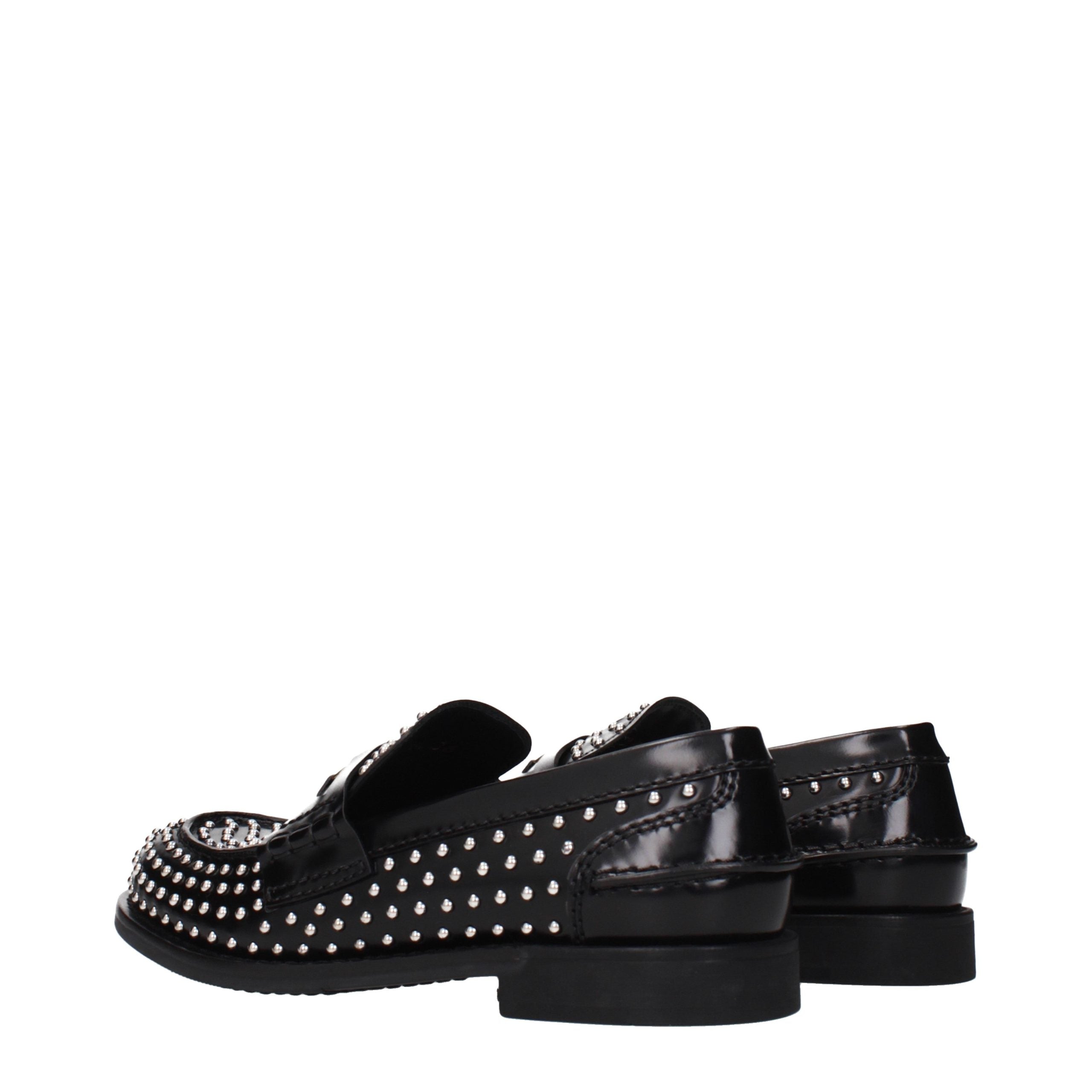 Miu Miu Black Leather Slip-On Women's Loafers