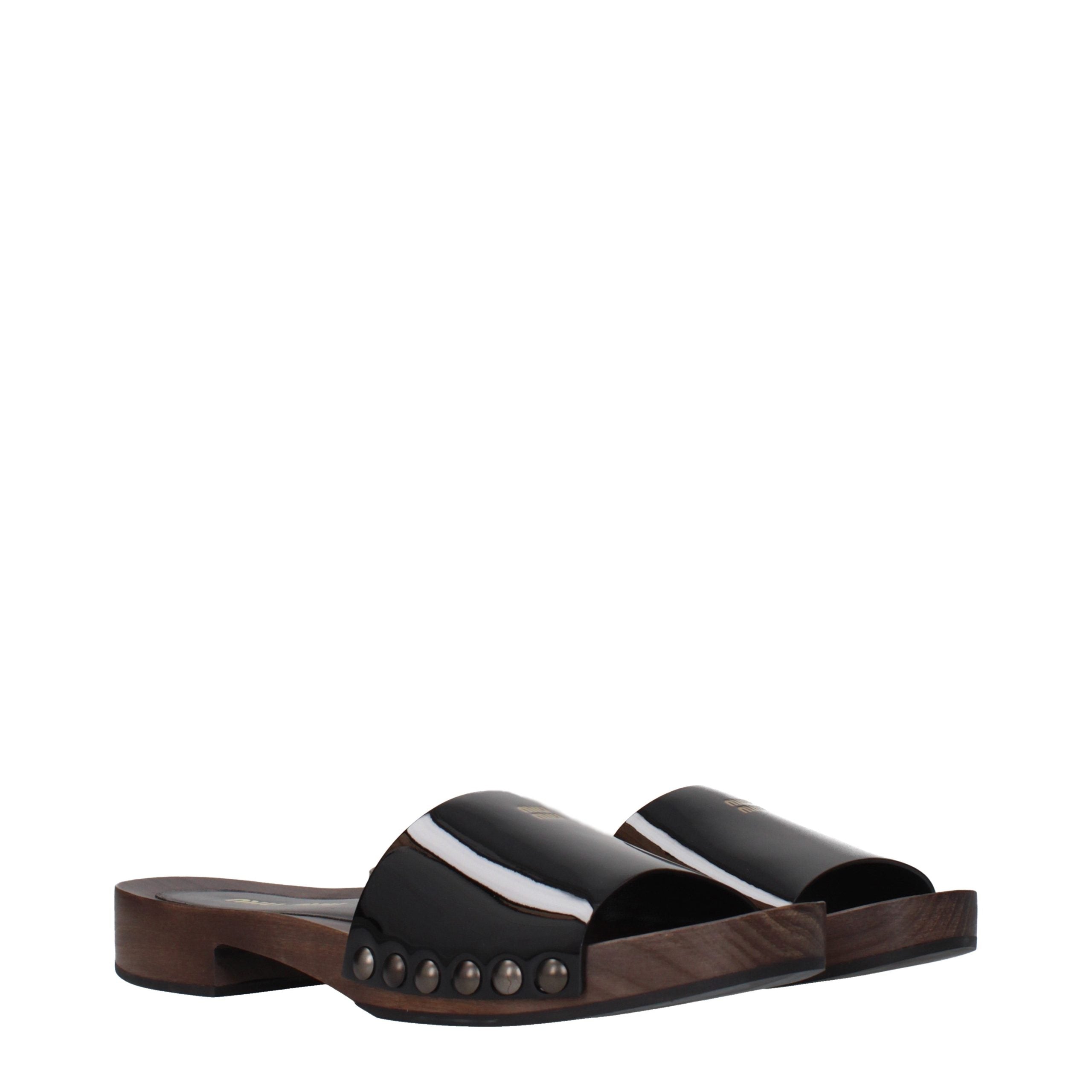 Miu Miu Black Leather Women's Slippers