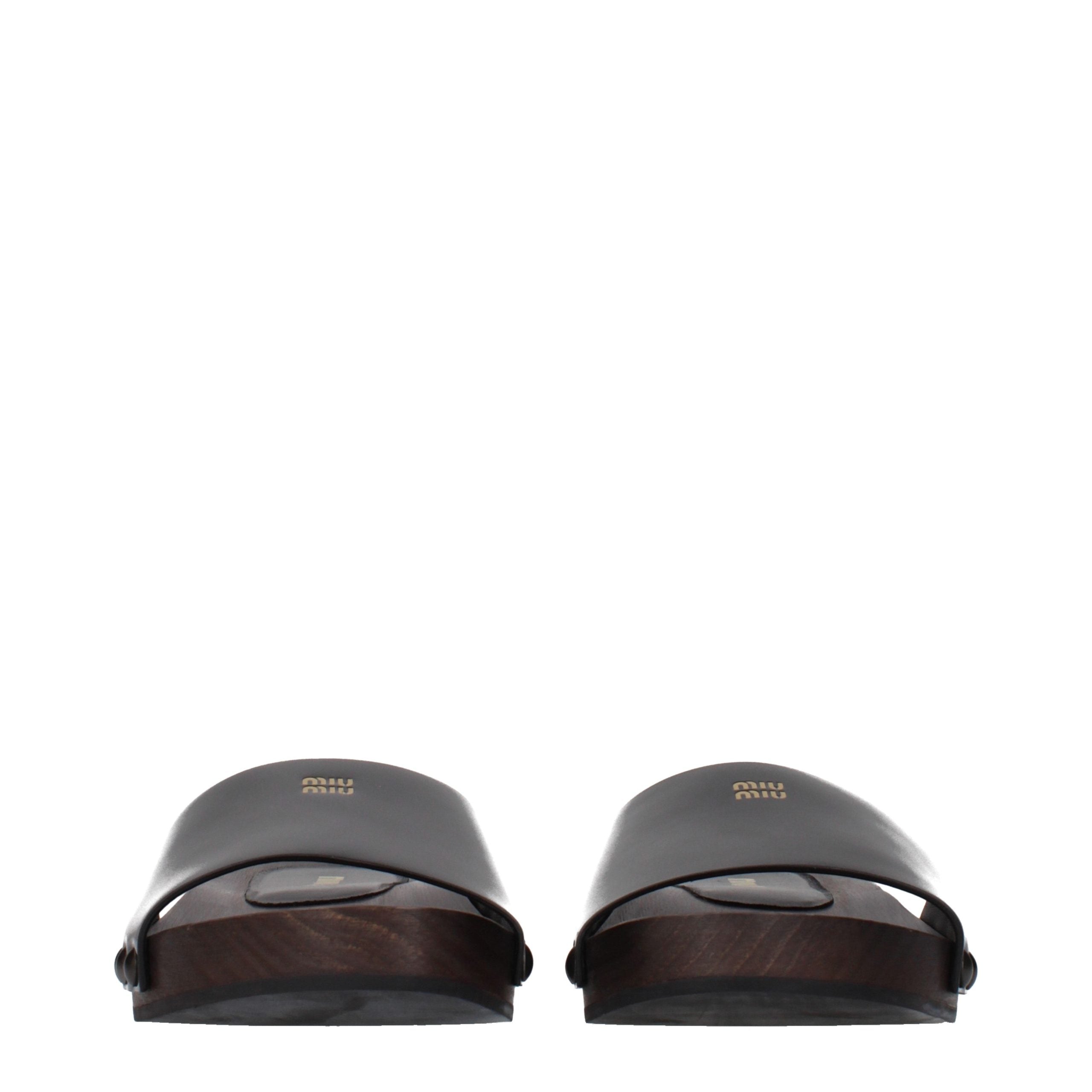 Miu Miu Black Leather Women's Slippers