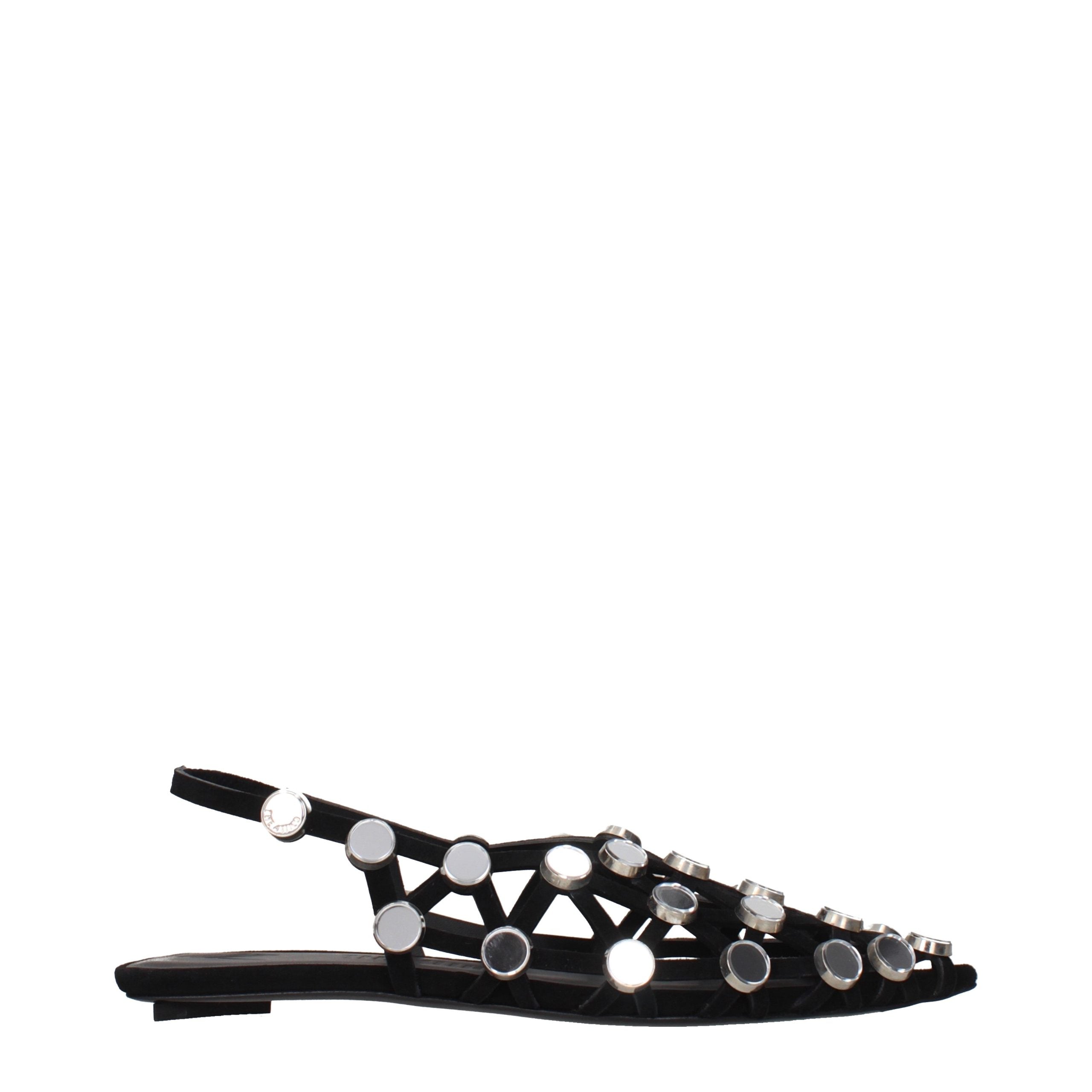 The Attico Black Leather Ballet Women's Flats