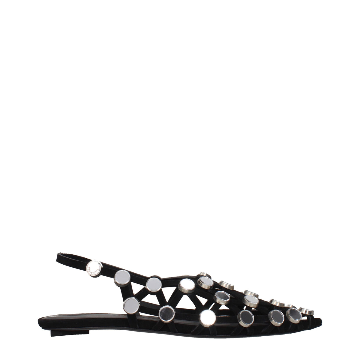 The Attico Black Leather Ballet Women's Flats