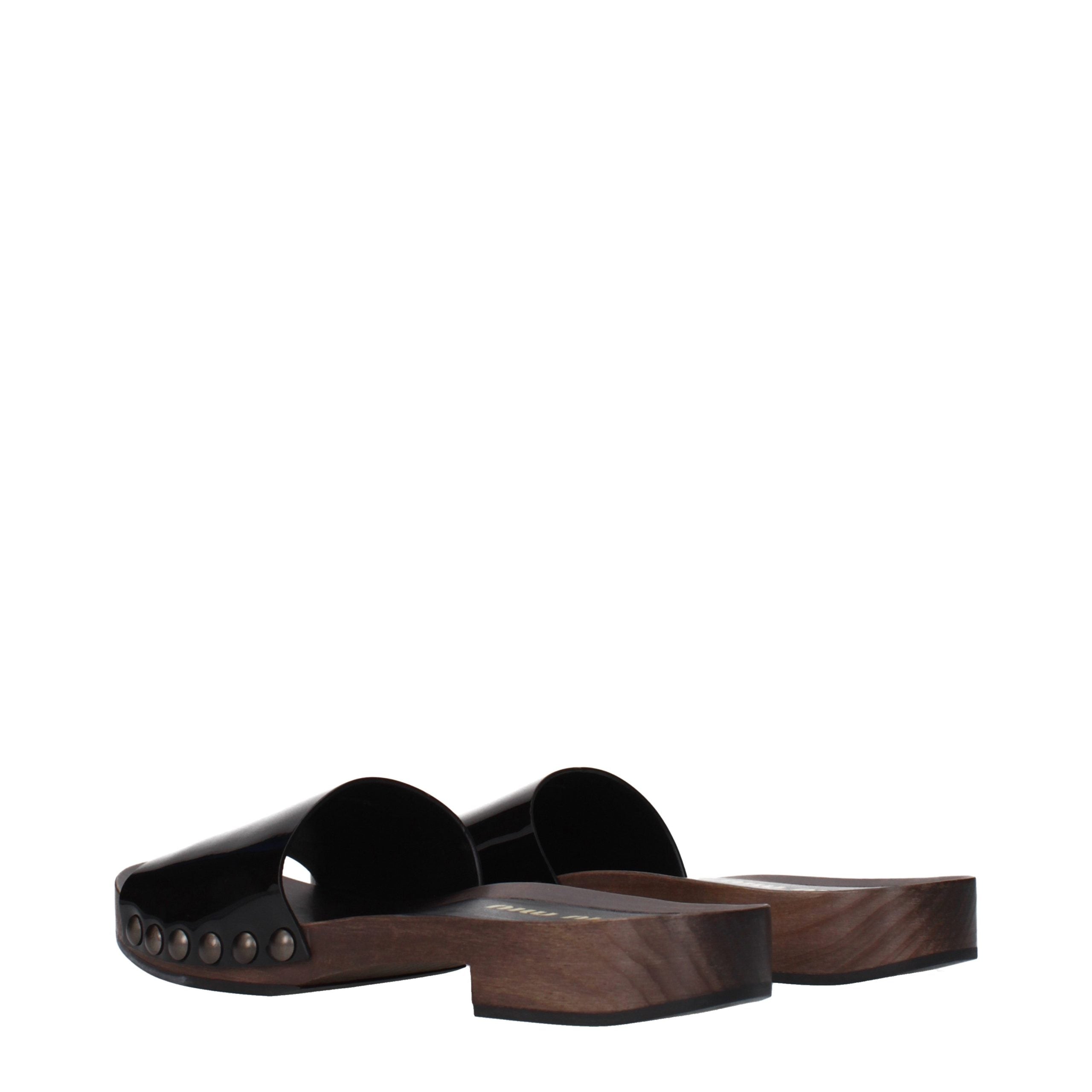 Miu Miu Black Leather Women's Slippers